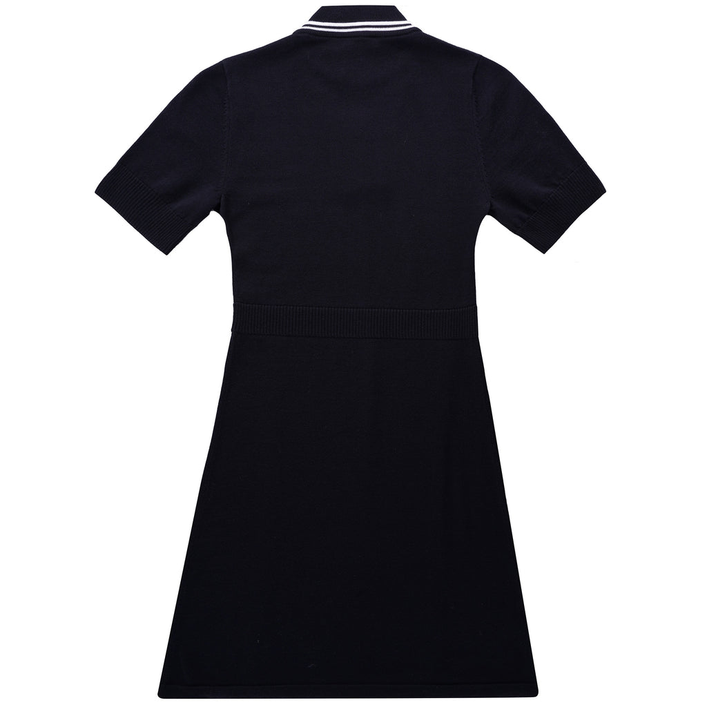 V-Insert Knitted Dress - Black