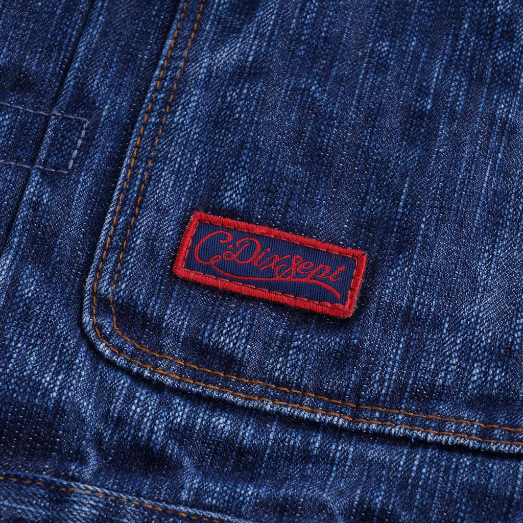 Mandarin Collar Kuroki Japanese Selvedge Denim Jacket - Stone Wash