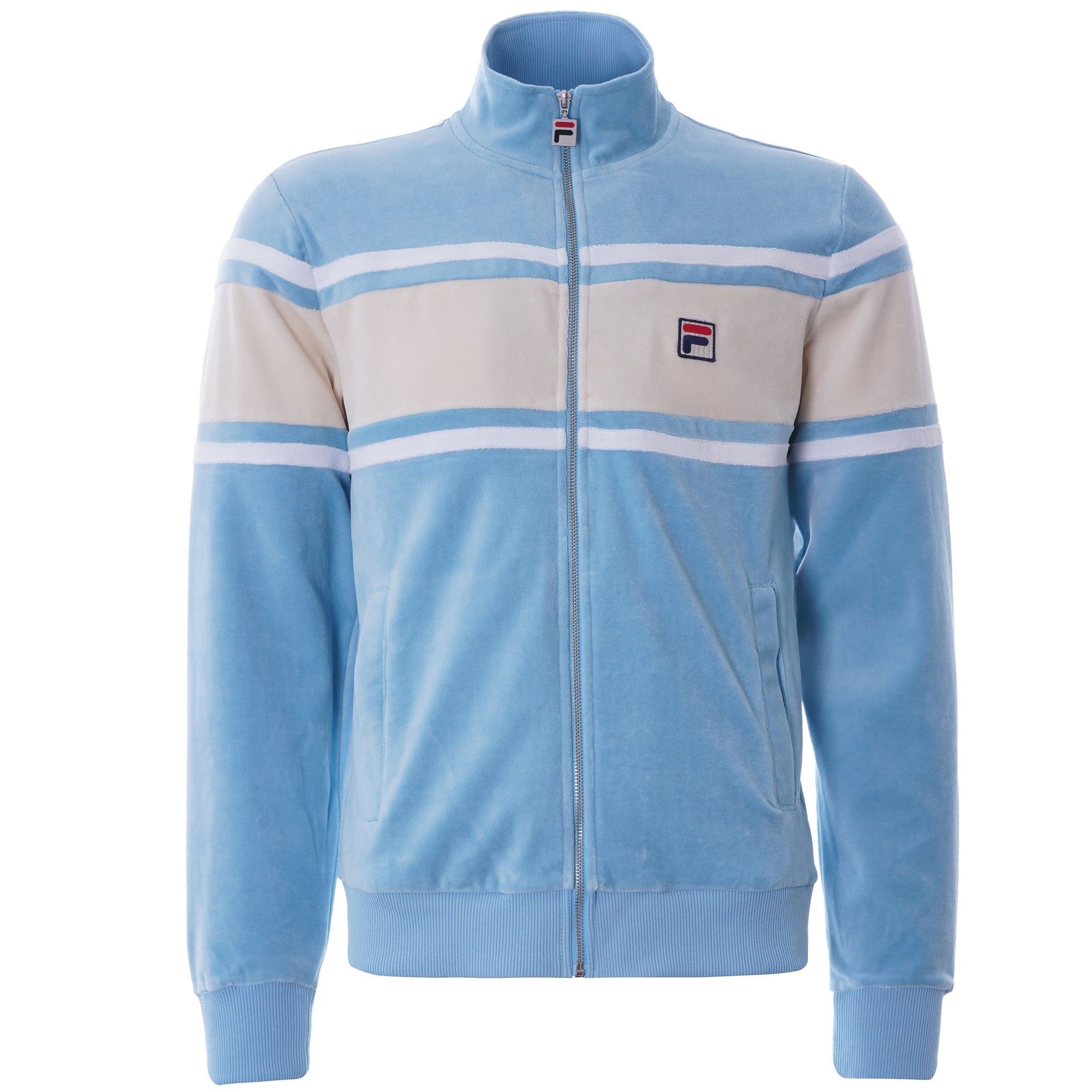 Slane Velour Track Top - Air Blue/Ecru/White