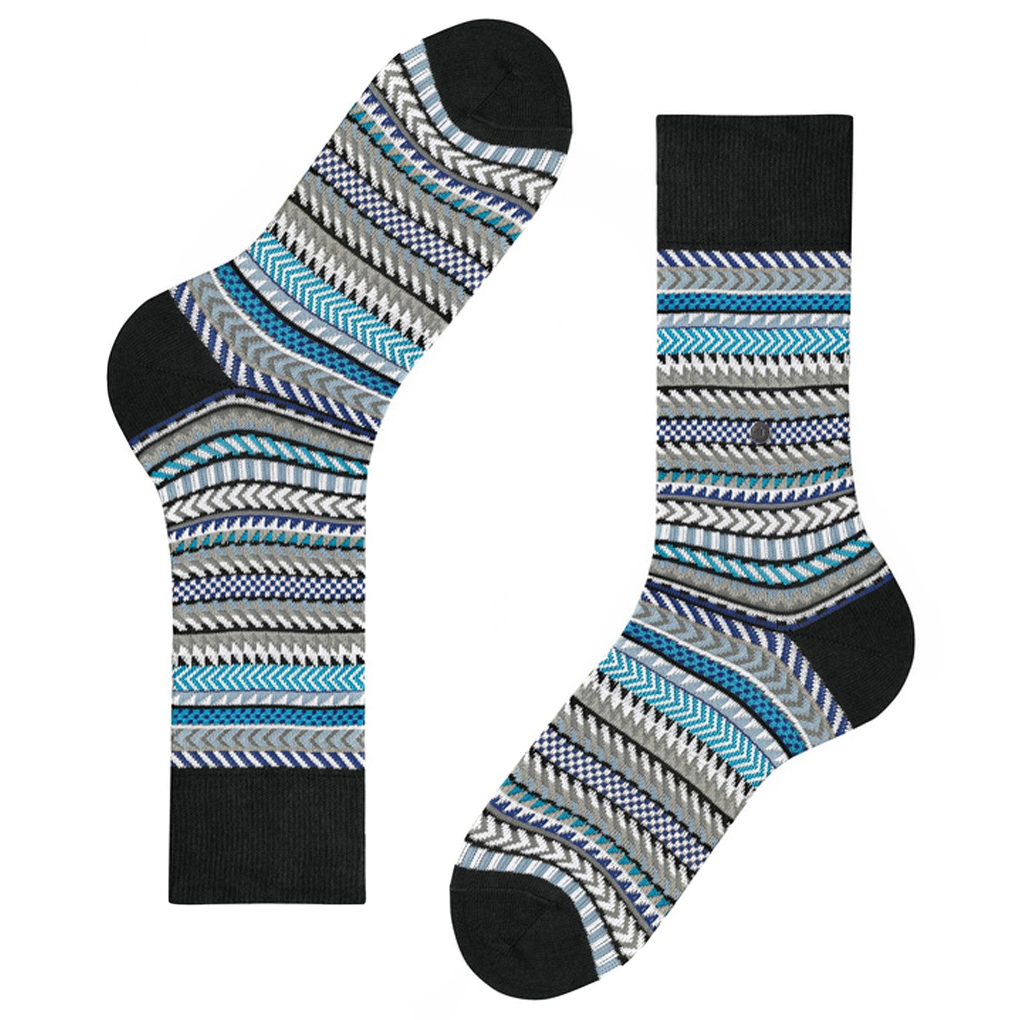 Digital Fair Isle Socks - Black/Blue