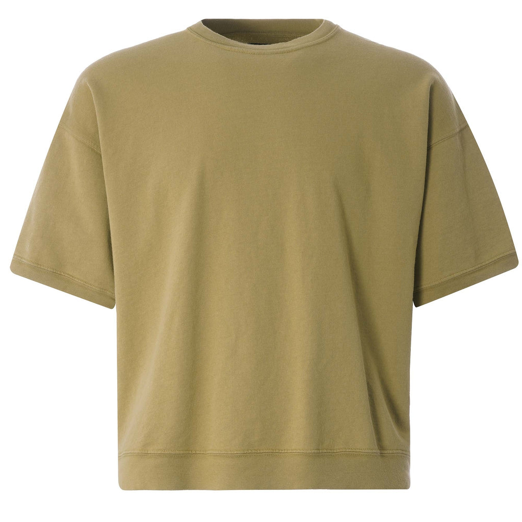 Cropped Short Sleeve Sweatshirt - Khaki