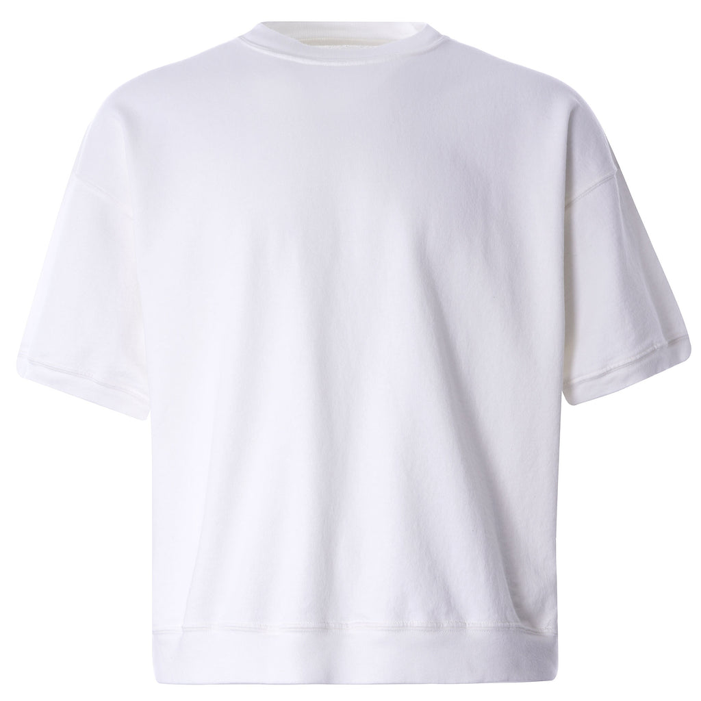 Cropped Short Sleeve Sweatshirt - Cream