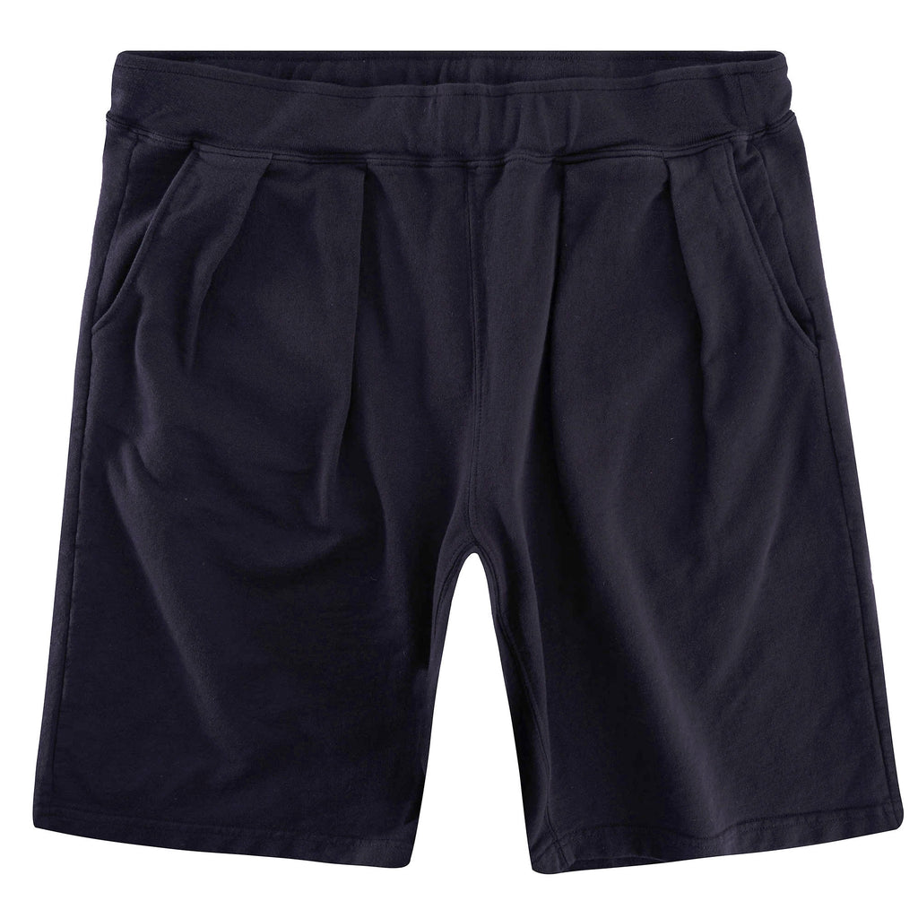 French Terry Pleated Shorts - Black