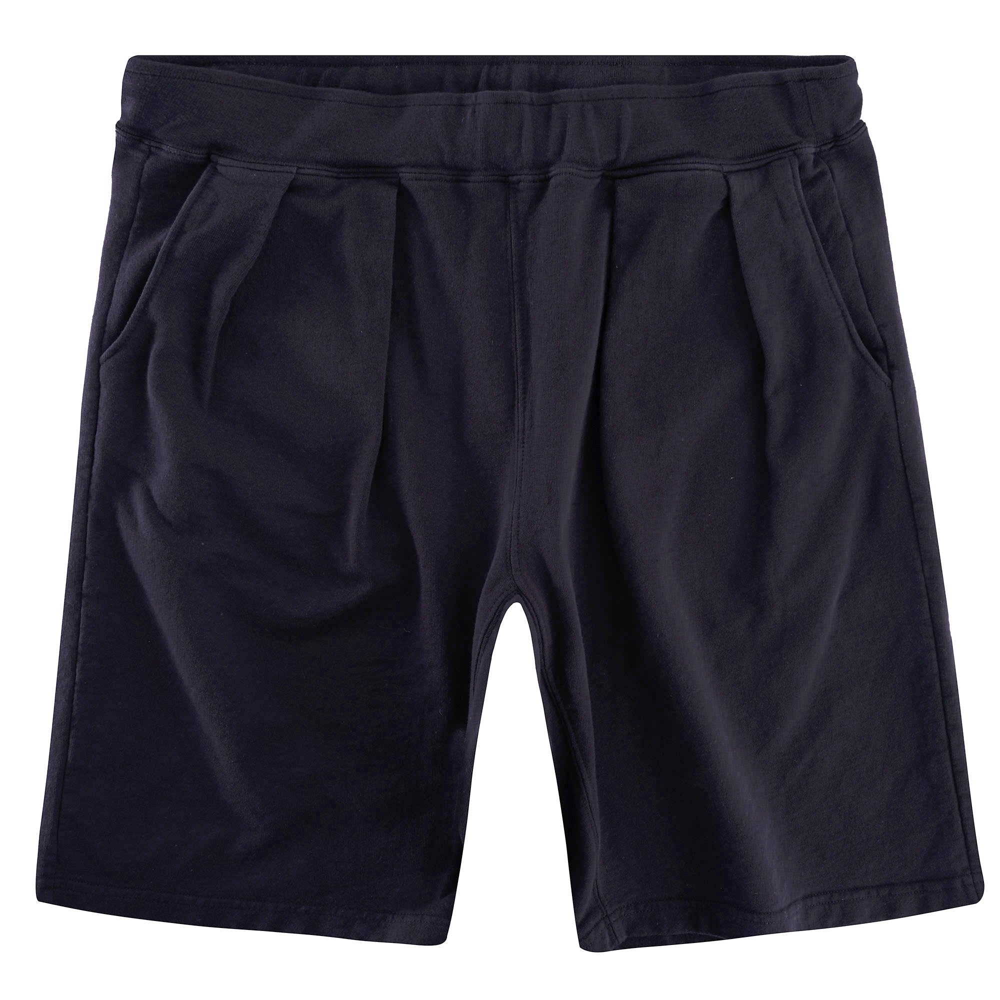 French Terry Pleated Shorts - Black