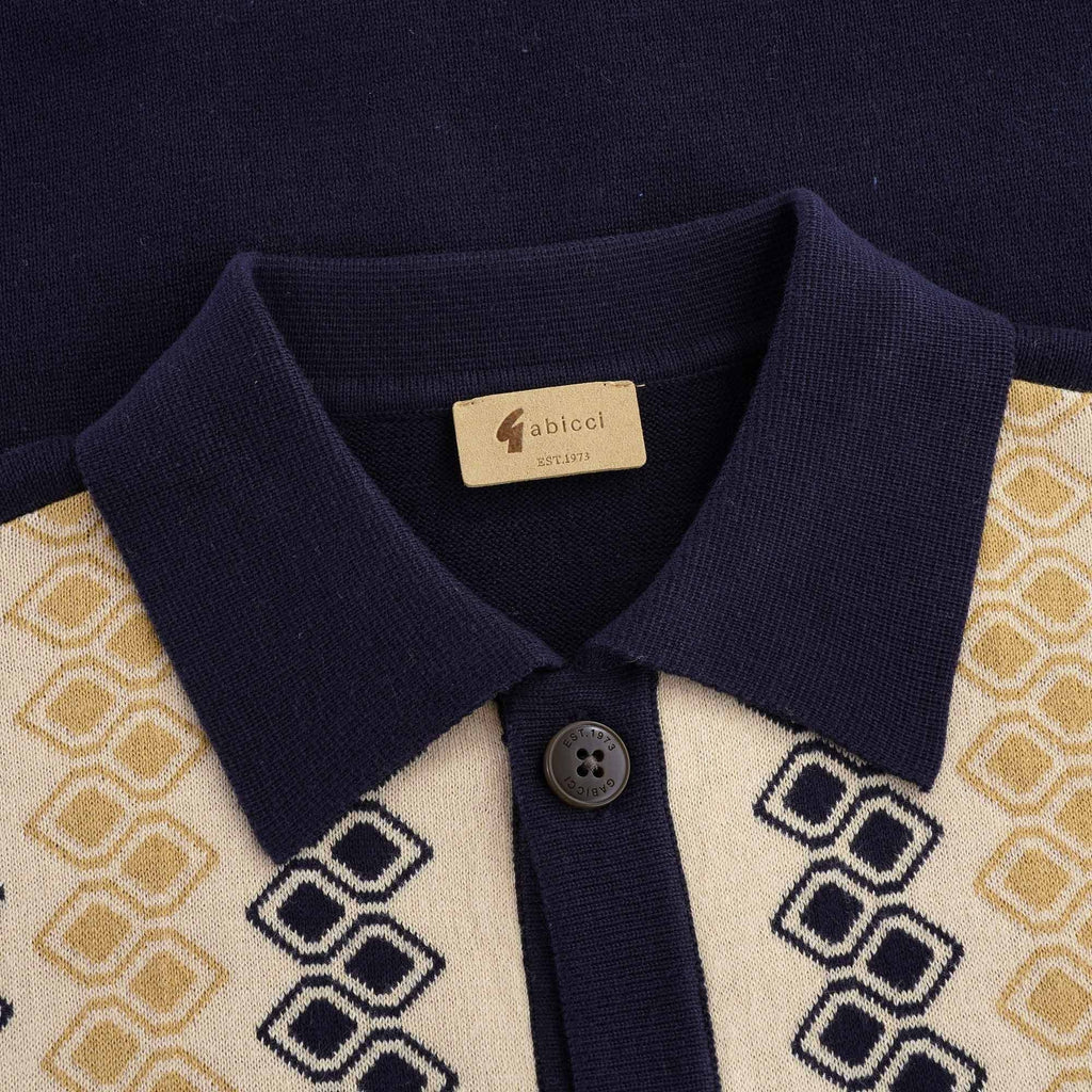 Olivier Button-Through Knitted Polo - Navy