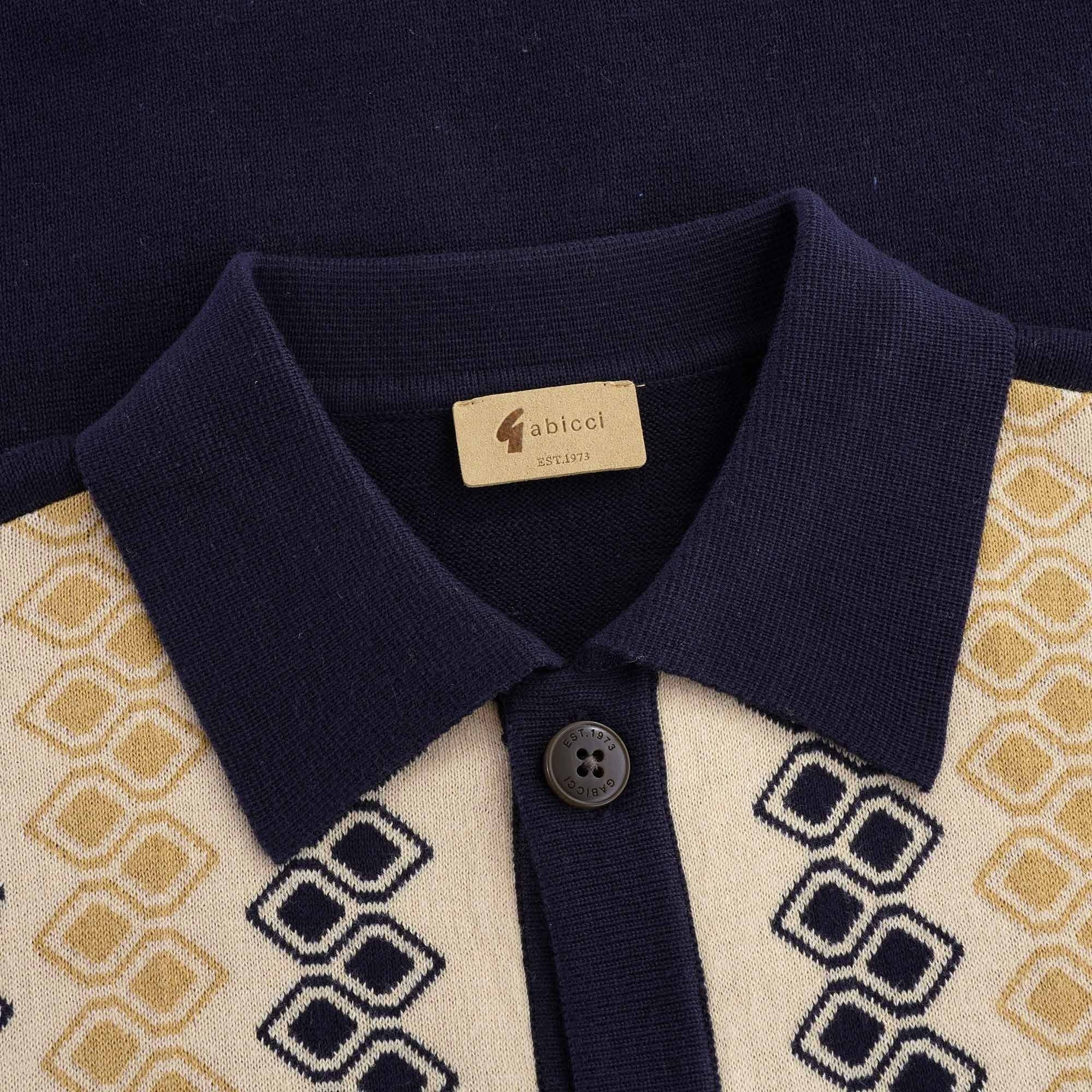 Olivier Button-Through Knitted Polo - Navy