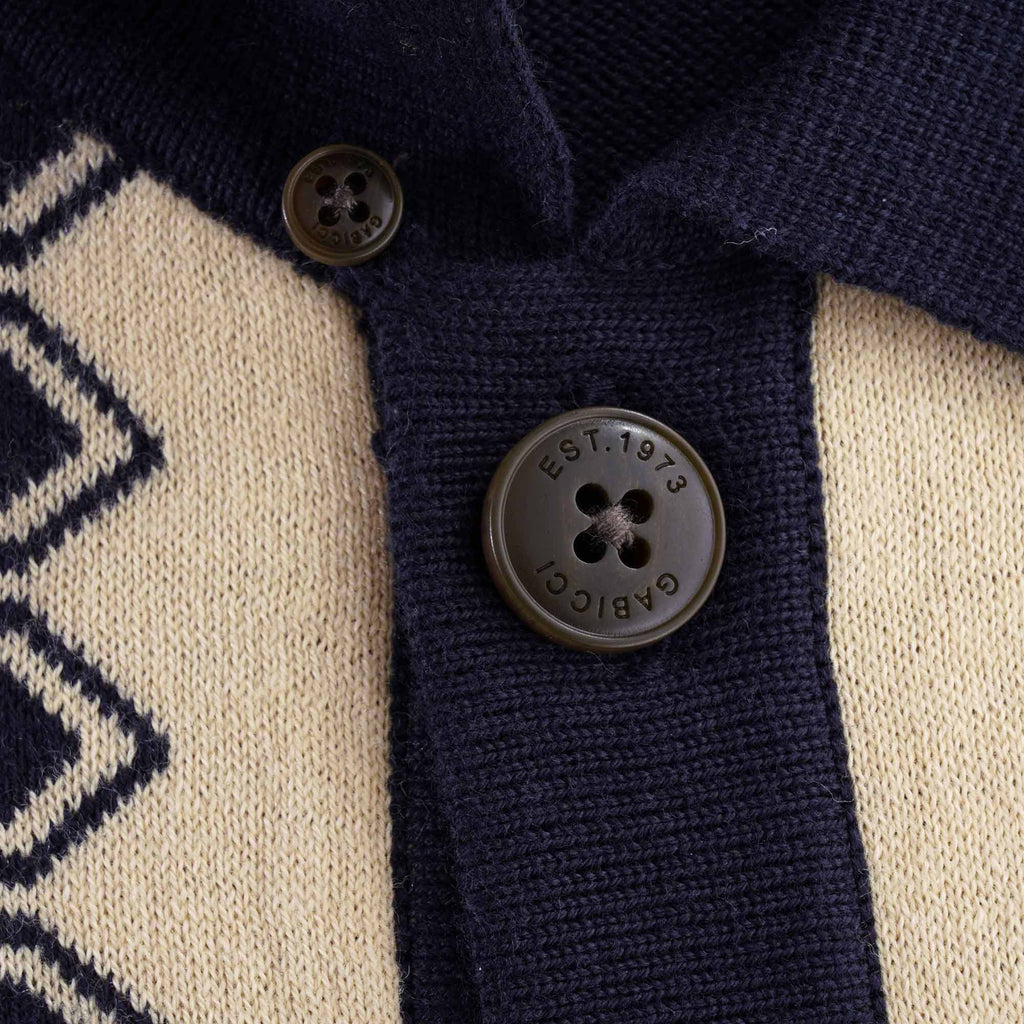 Olivier Button-Through Knitted Polo - Navy
