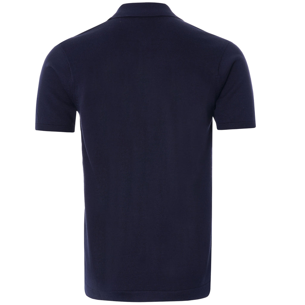 Olivier Button-Through Knitted Polo - Navy