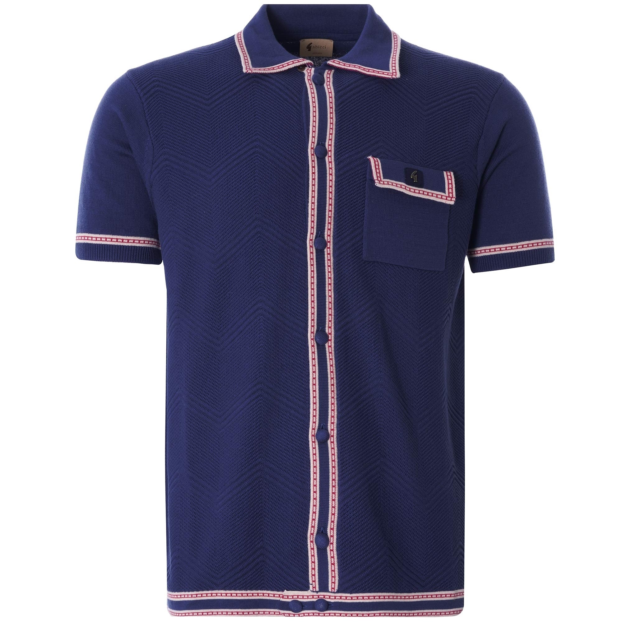 Liotta Button-Through Knitted Polo Shirt - Twilight