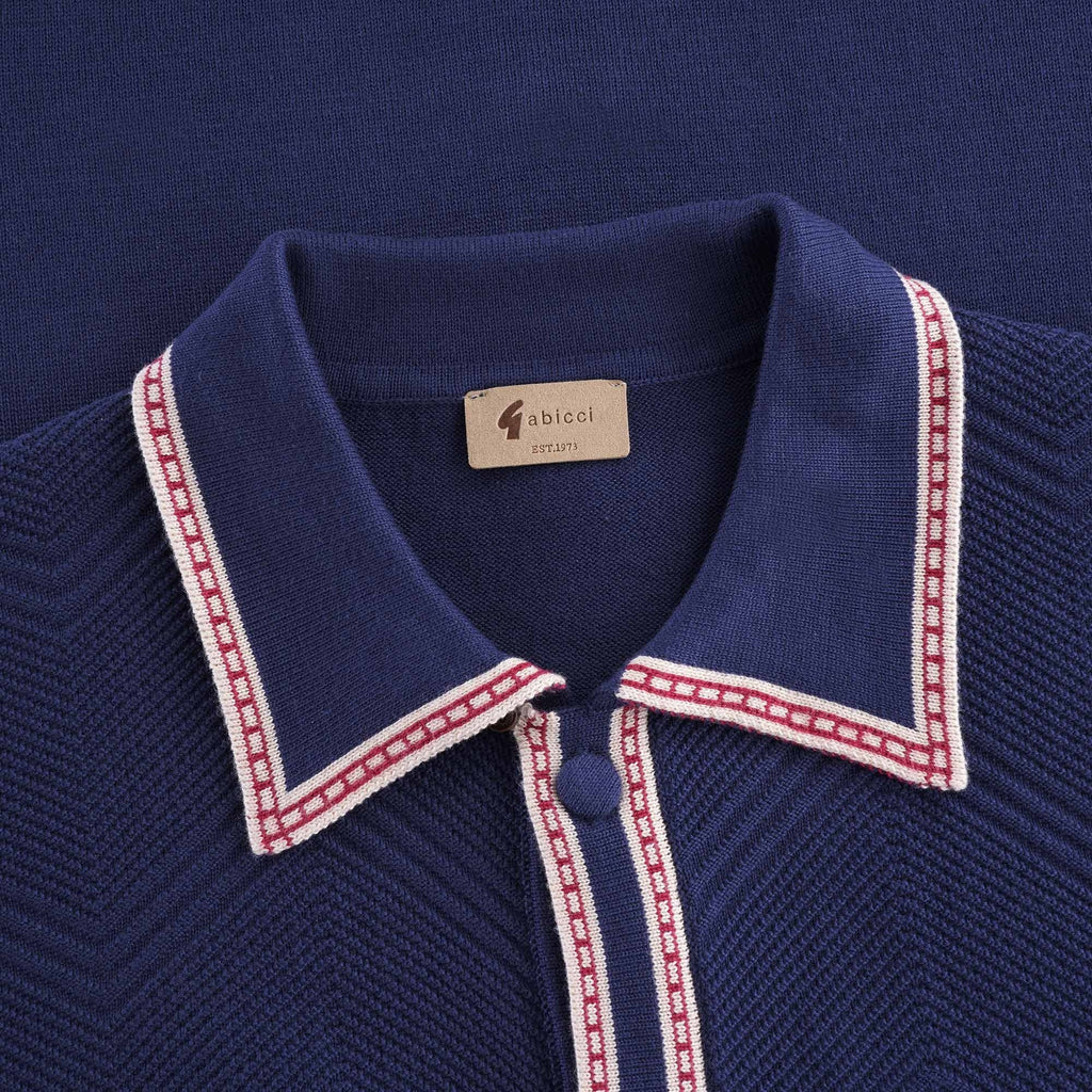 Liotta Button-Through Knitted Polo Shirt - Twilight
