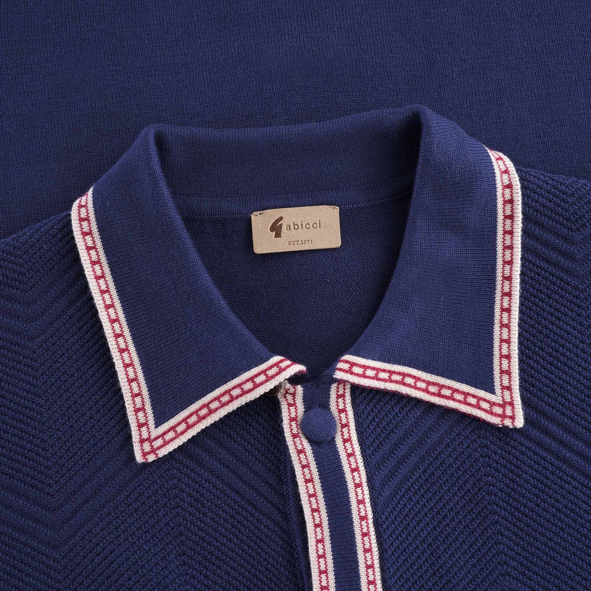 Liotta Button-Through Knitted Polo Shirt - Twilight