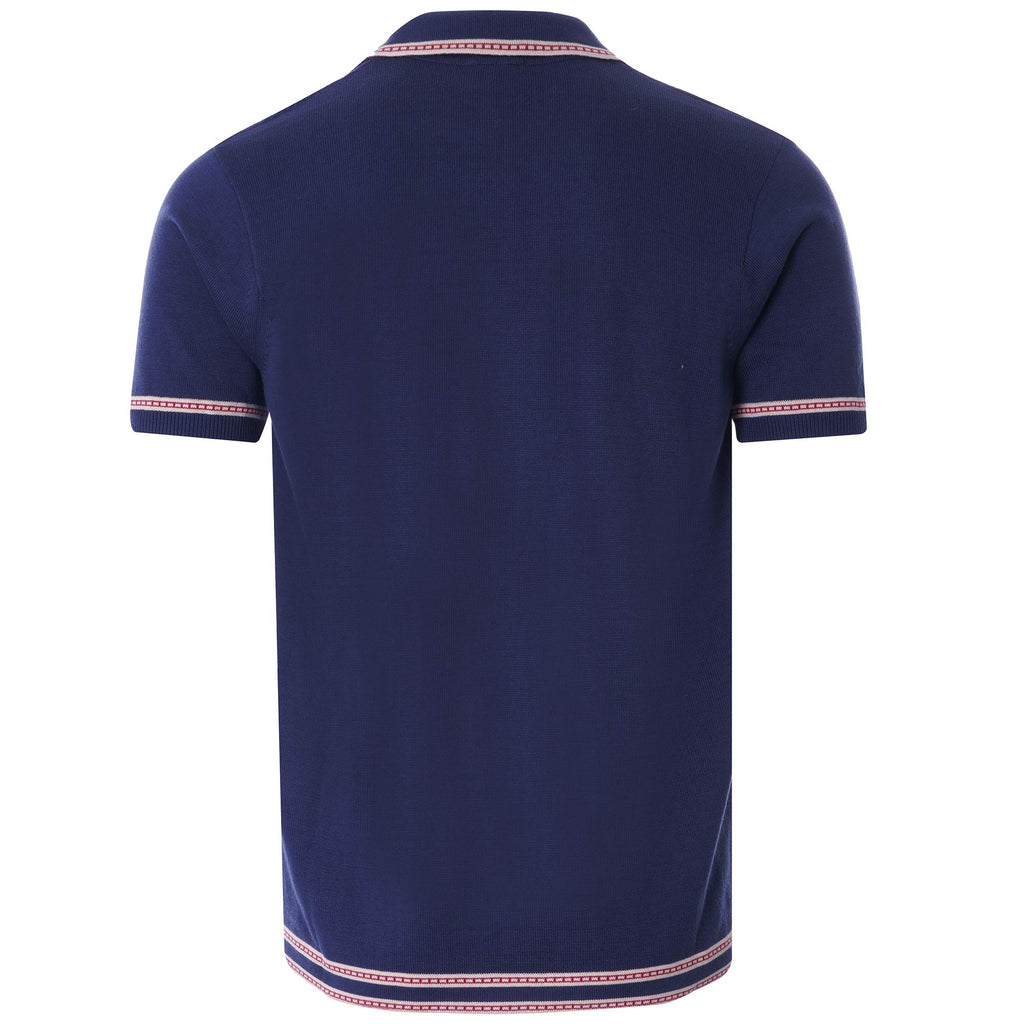 Liotta Button-Through Knitted Polo Shirt - Twilight