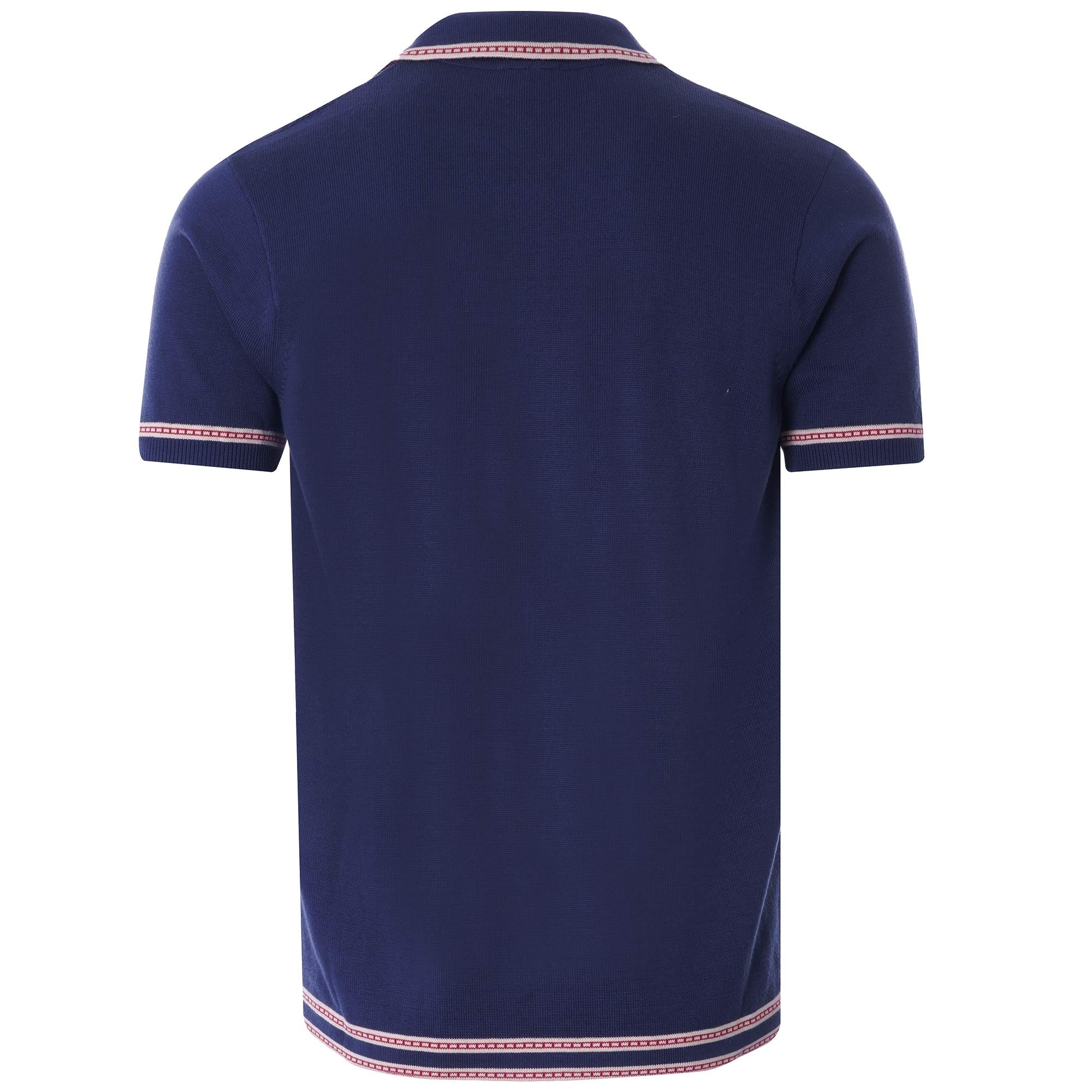 Liotta Button-Through Knitted Polo Shirt - Twilight