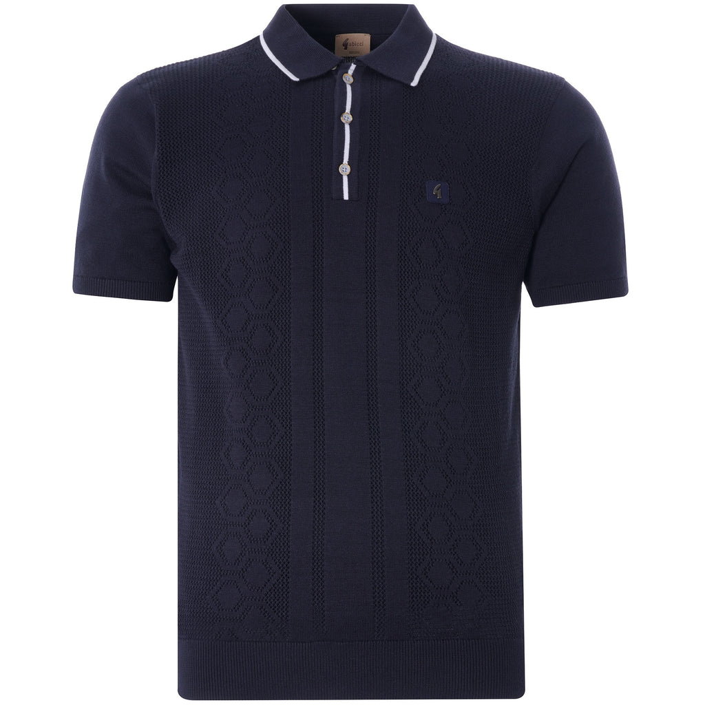 Bronson Knitted Polo Shirt - Navy