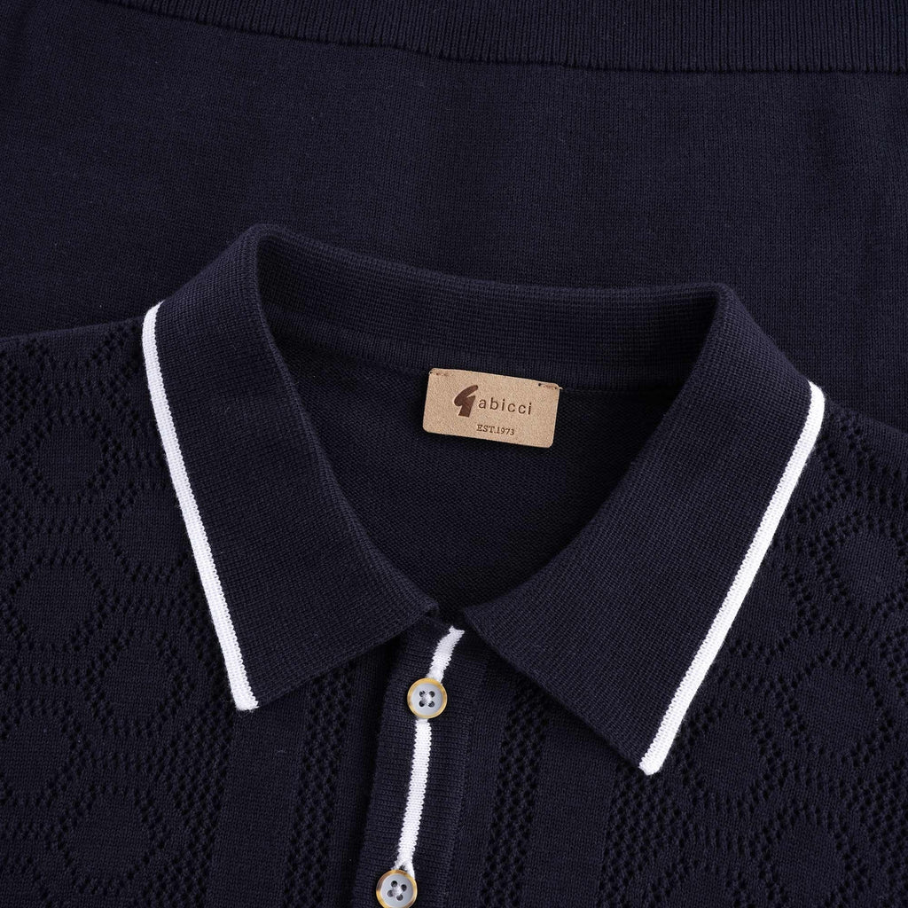 Bronson Knitted Polo Shirt - Navy