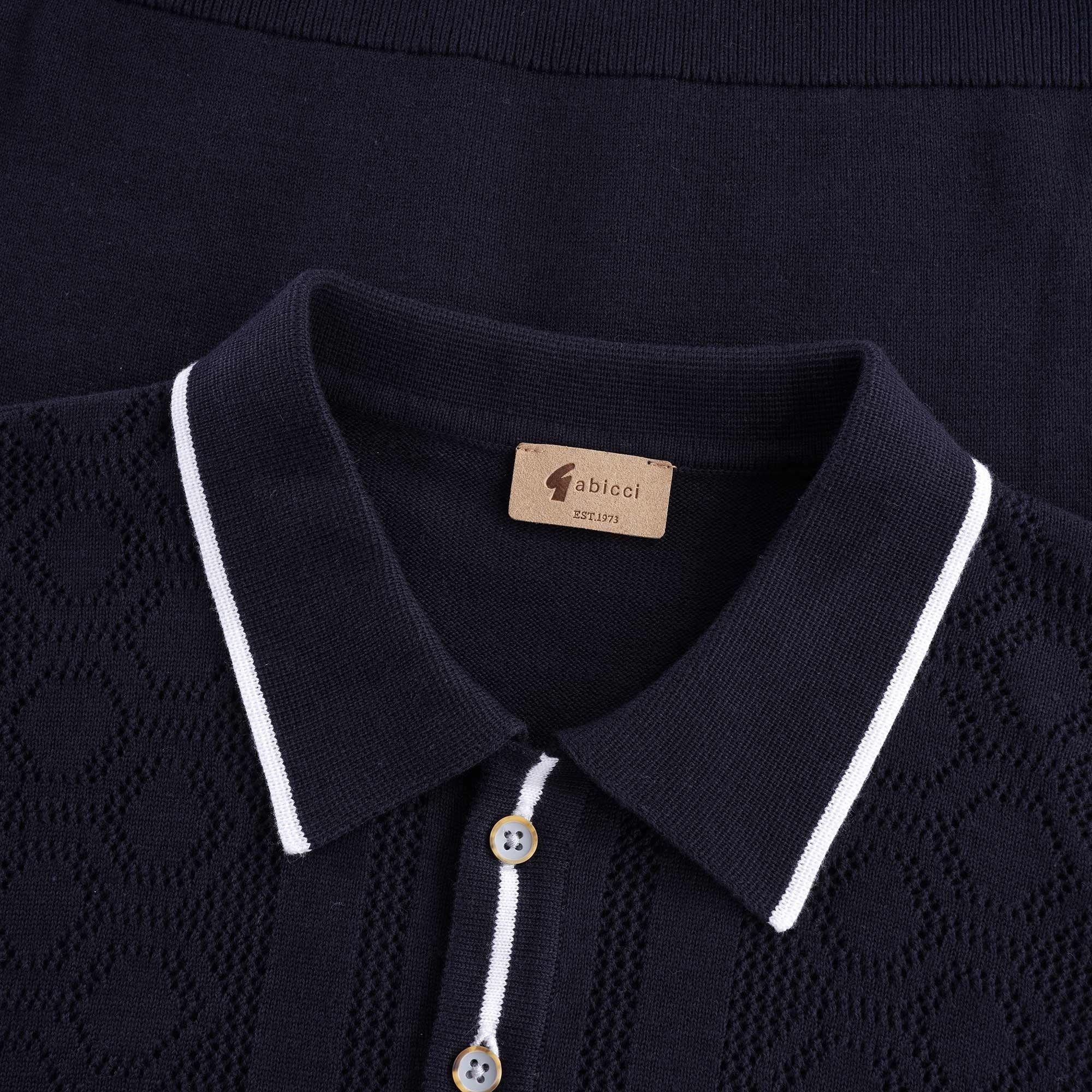 Bronson Knitted Polo Shirt - Navy