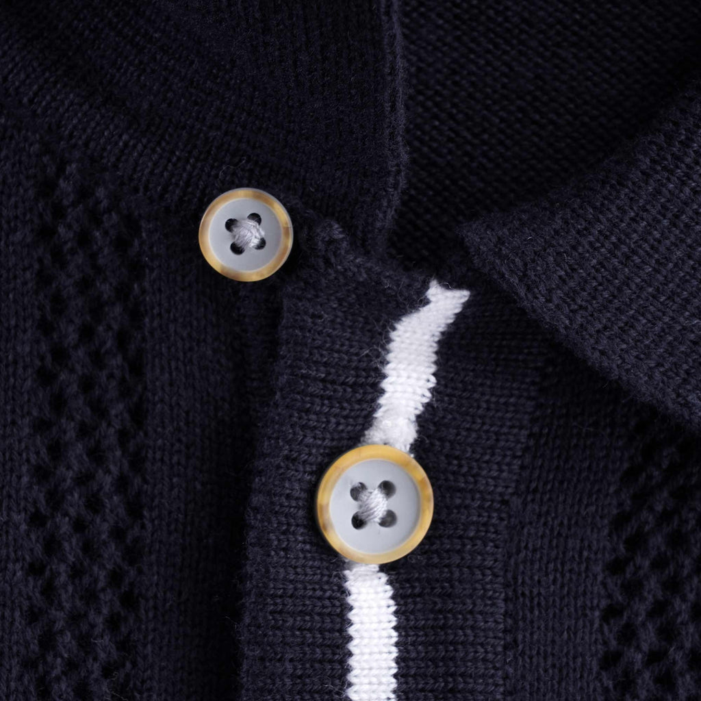 Bronson Knitted Polo Shirt - Navy