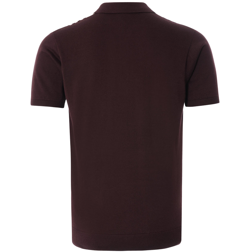Searle Knitted Polo Shirt - Oxblood