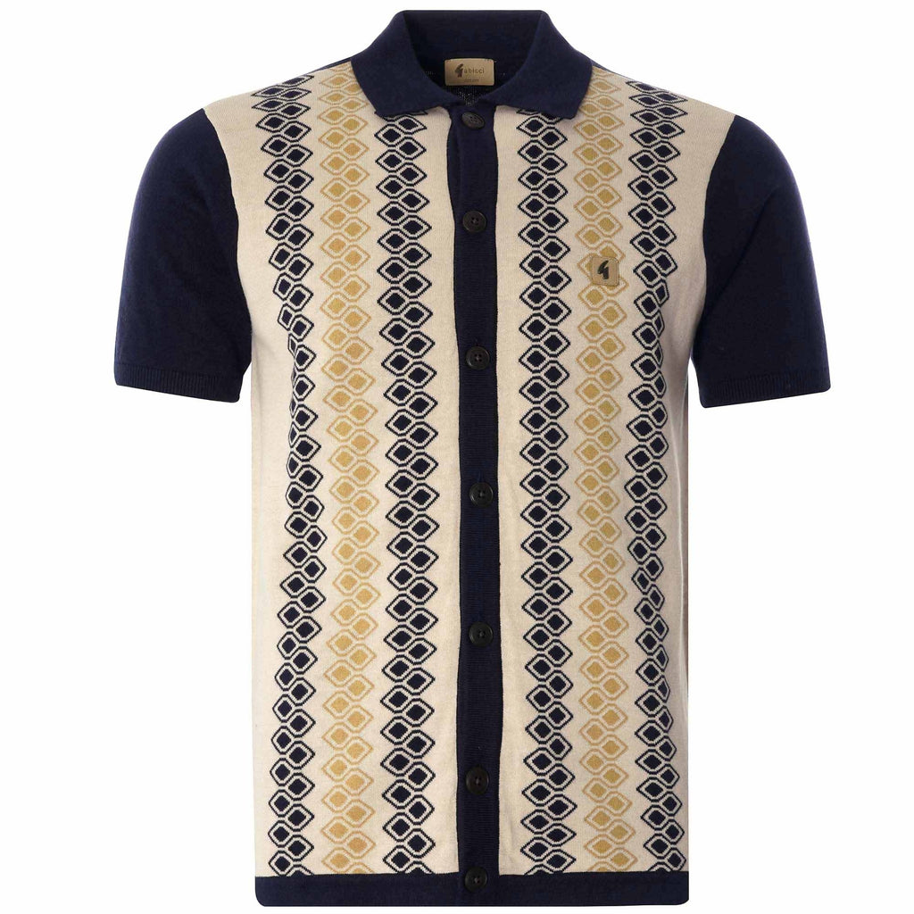 Olivier Button-Through Knitted Polo - Navy