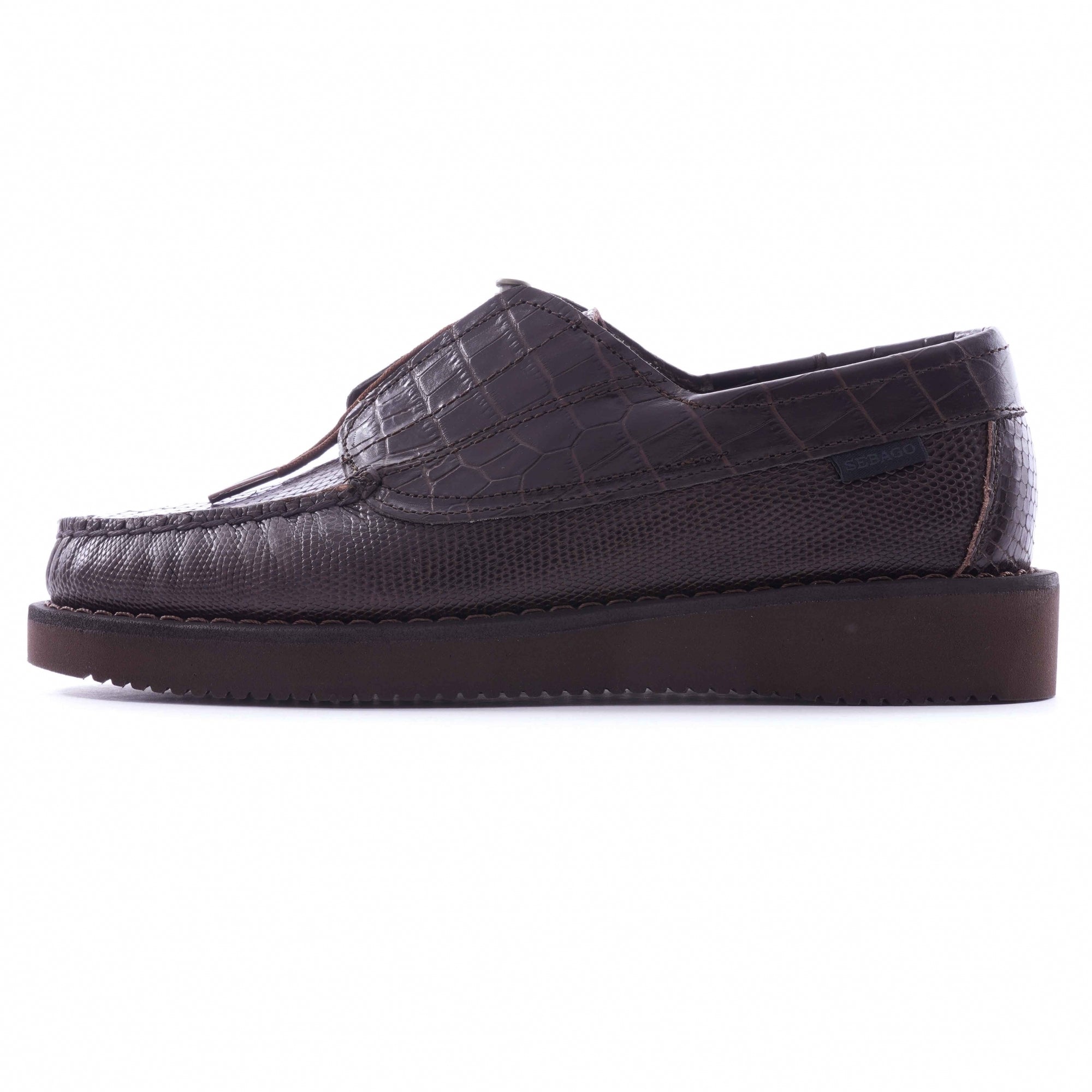 x Engineered Garments Coverdeck Croc-Stamped Leather - Dark Brown