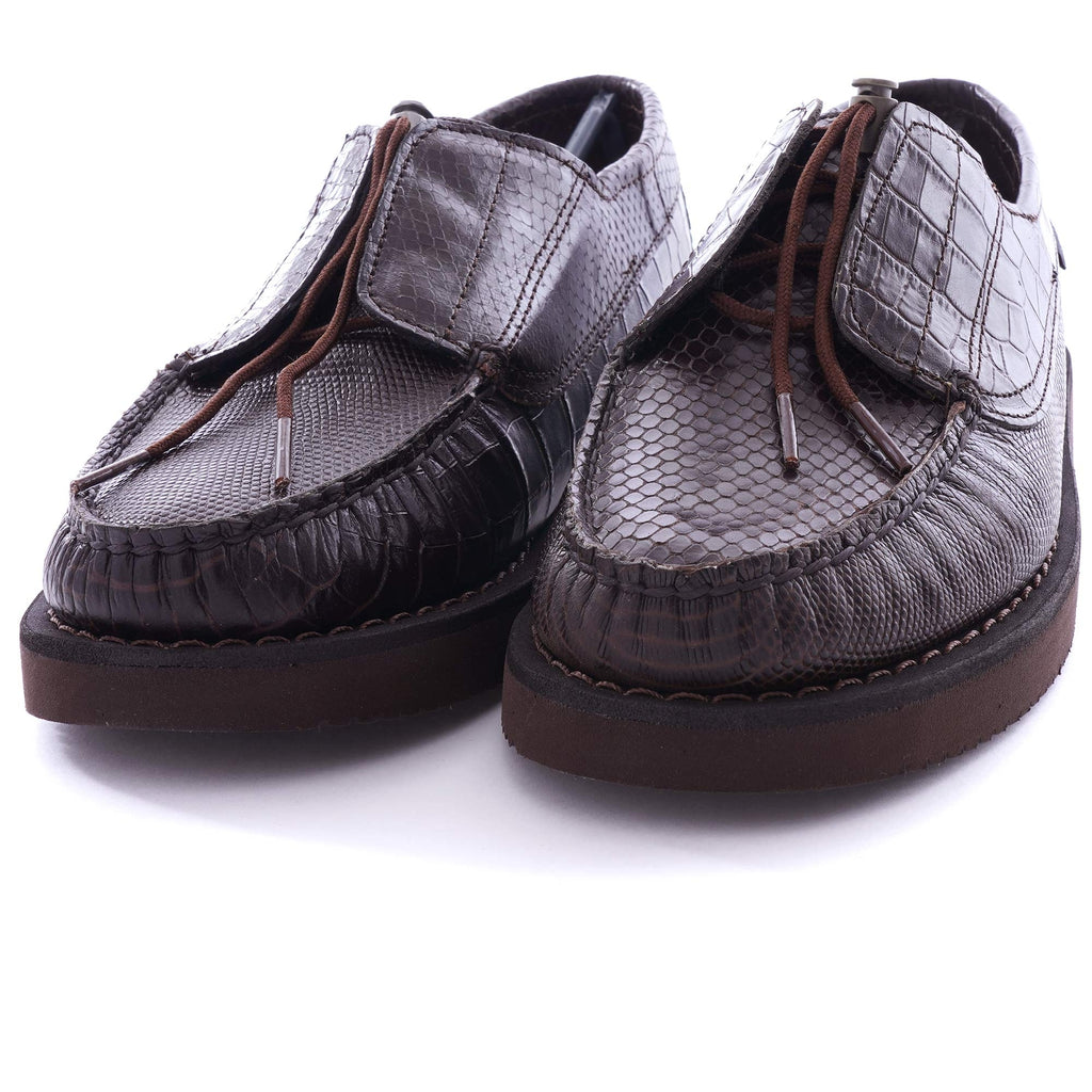 x Engineered Garments Coverdeck Croc-Stamped Leather - Dark Brown