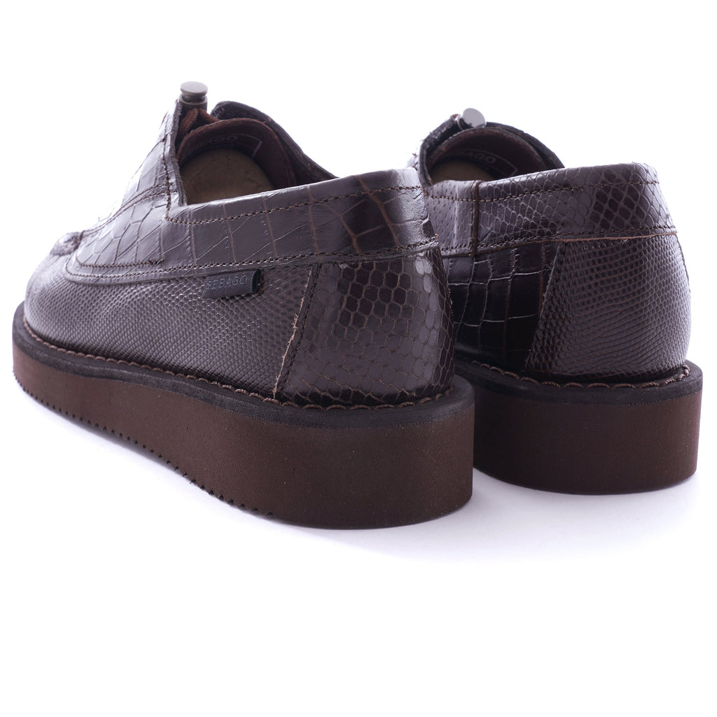 x Engineered Garments Coverdeck Croc-Stamped Leather - Dark Brown