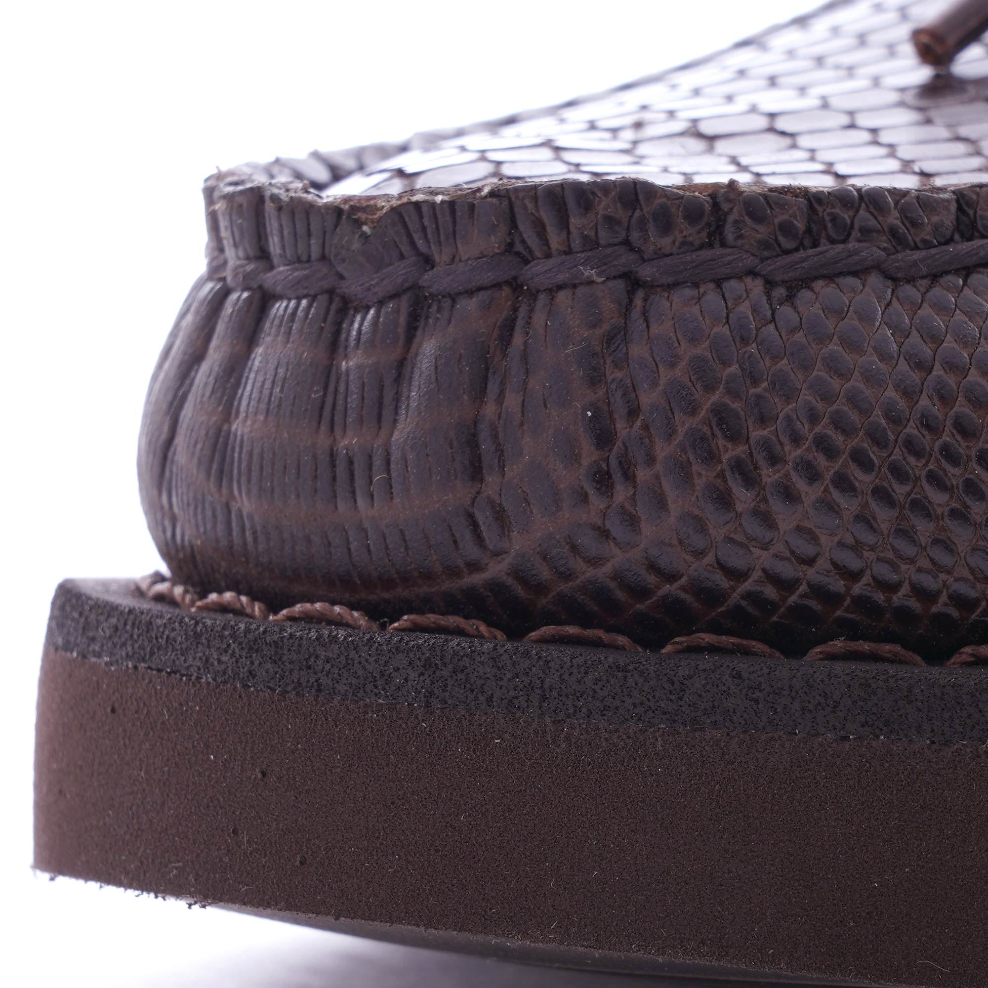x Engineered Garments Coverdeck Croc-Stamped Leather - Dark Brown