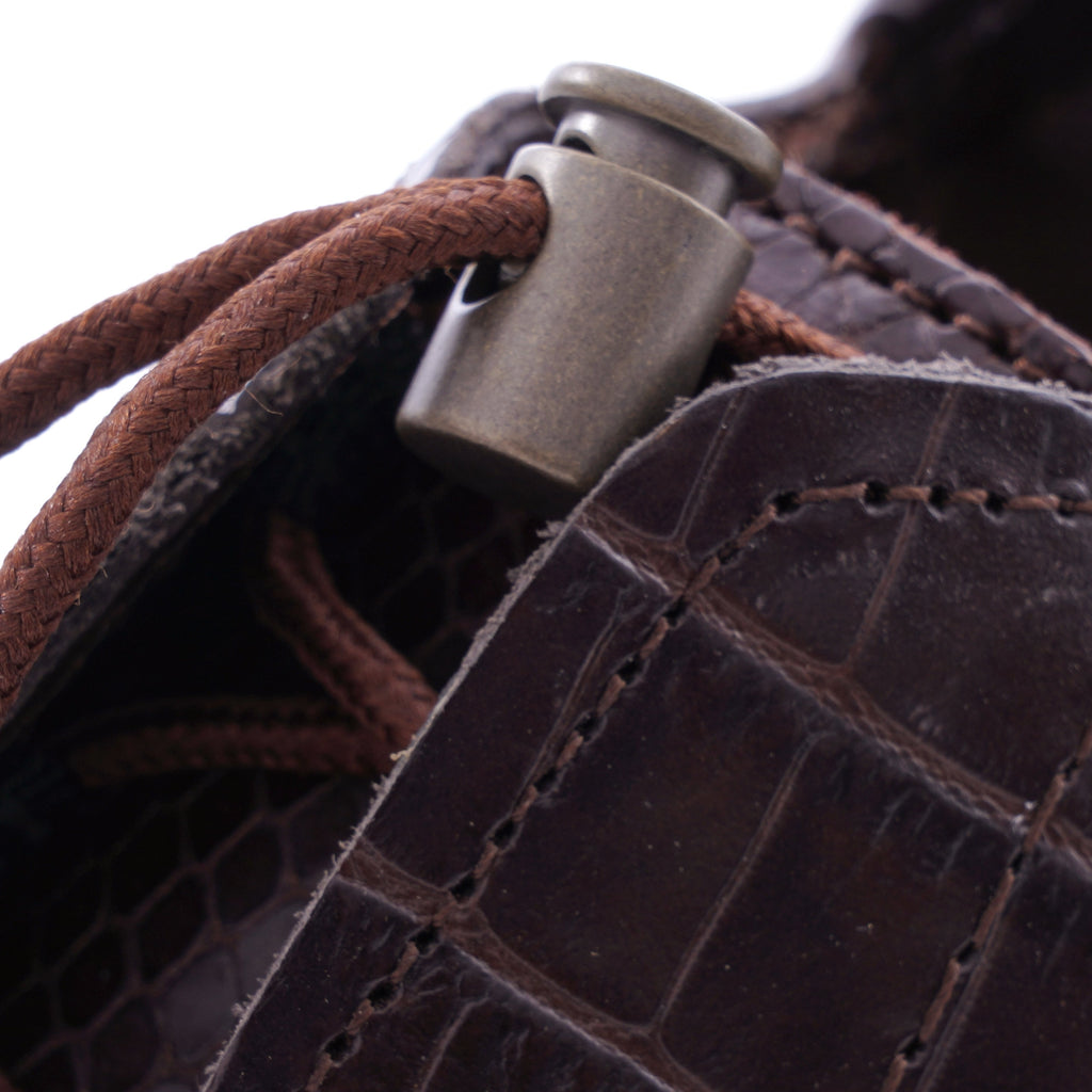 x Engineered Garments Coverdeck Croc-Stamped Leather - Dark Brown