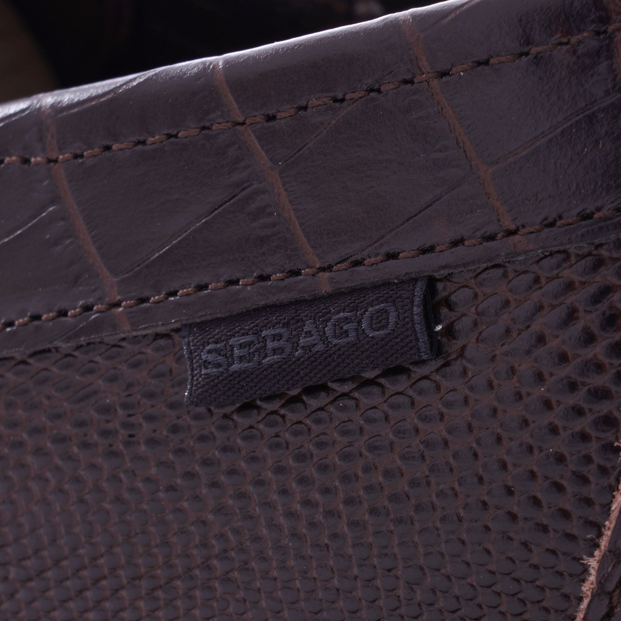 x Engineered Garments Coverdeck Croc-Stamped Leather - Dark Brown