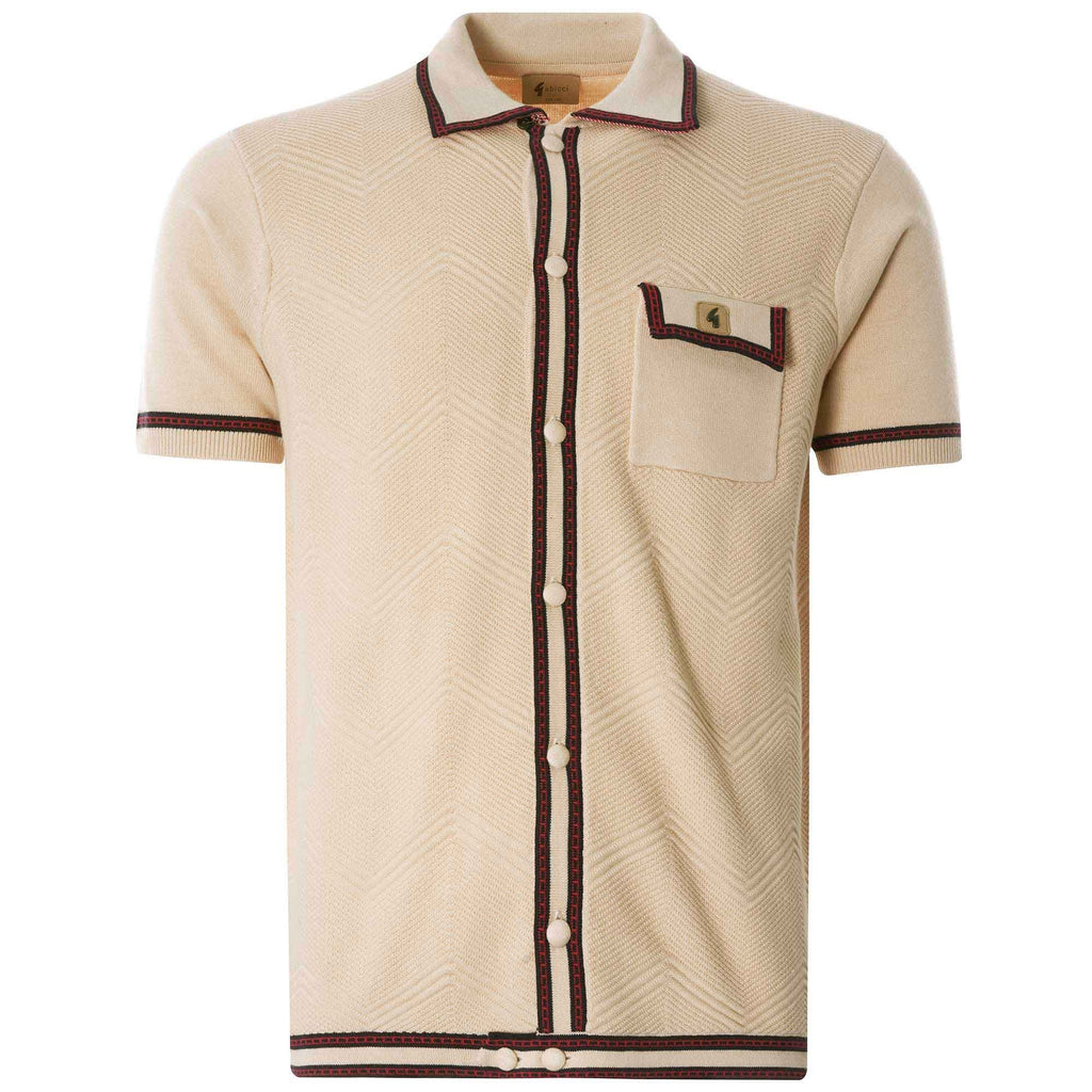 Liotta Button-Through Knitted Polo Shirt - Oatmeal