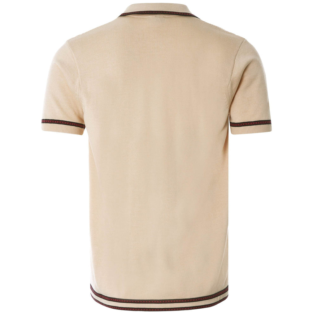 Liotta Button-Through Knitted Polo Shirt - Oatmeal