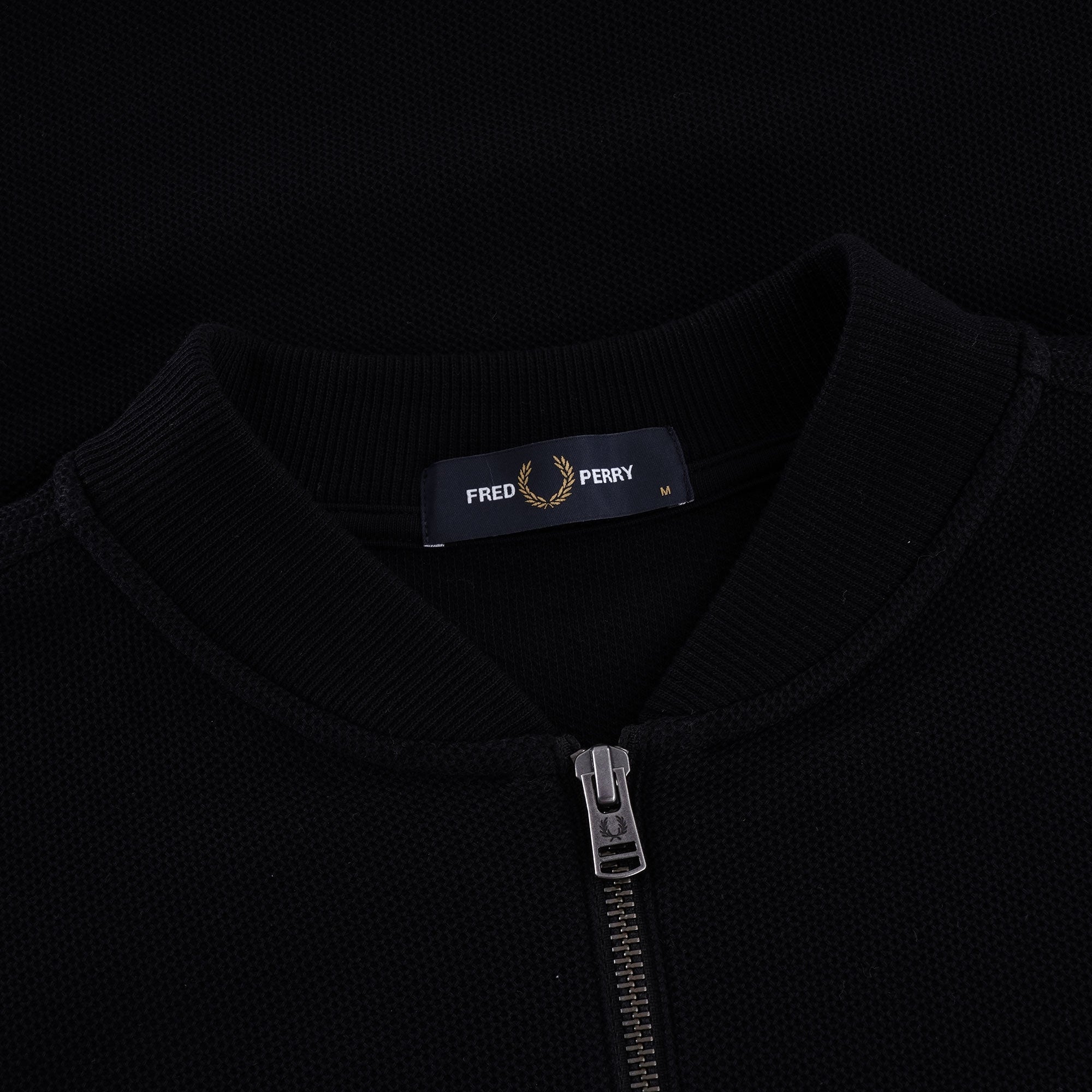 Tipped Cuff Zip Neck Polo Shirt - Black
