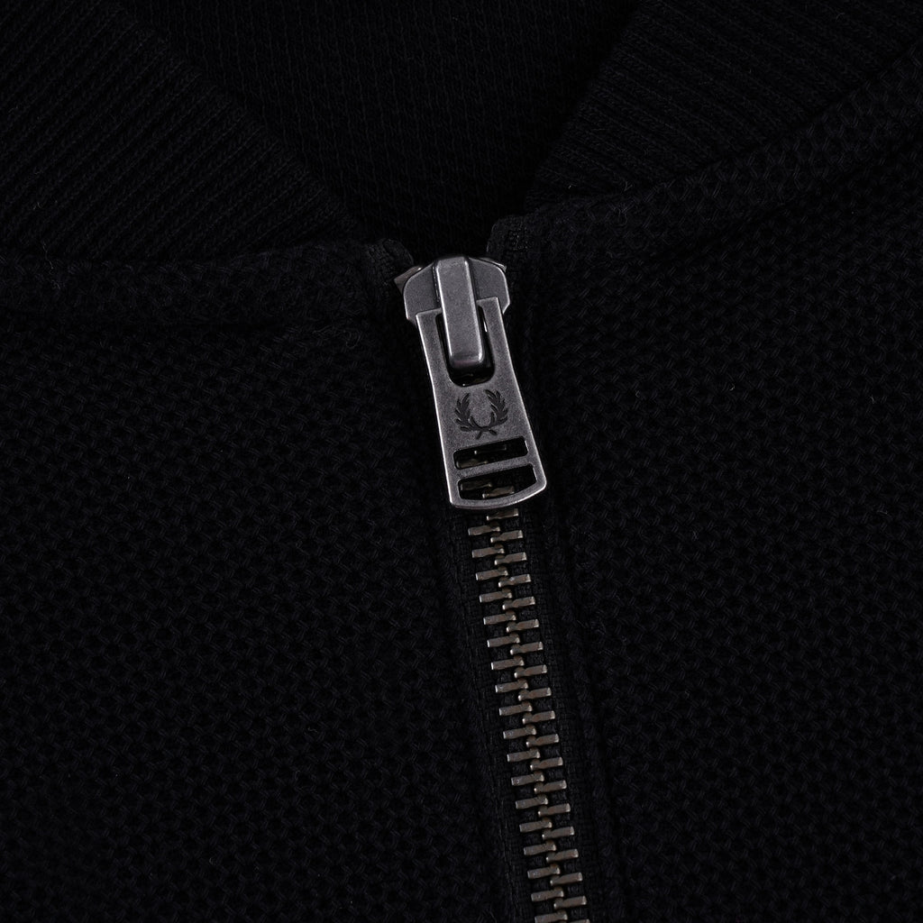 Tipped Cuff Zip Neck Polo Shirt - Black