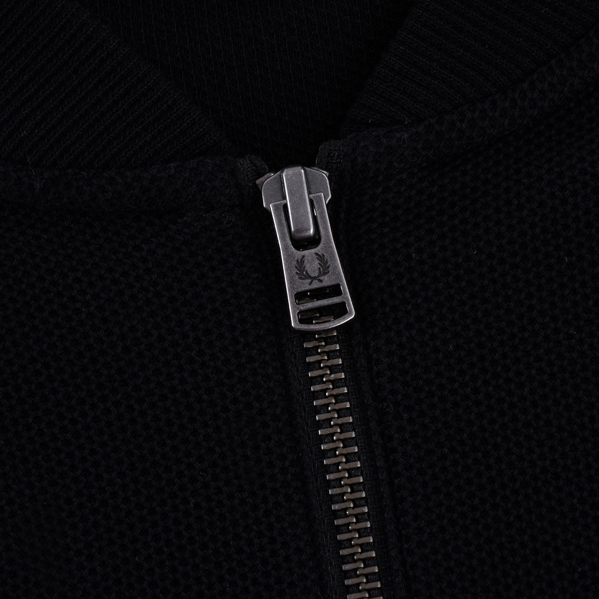 Tipped Cuff Zip Neck Polo Shirt - Black