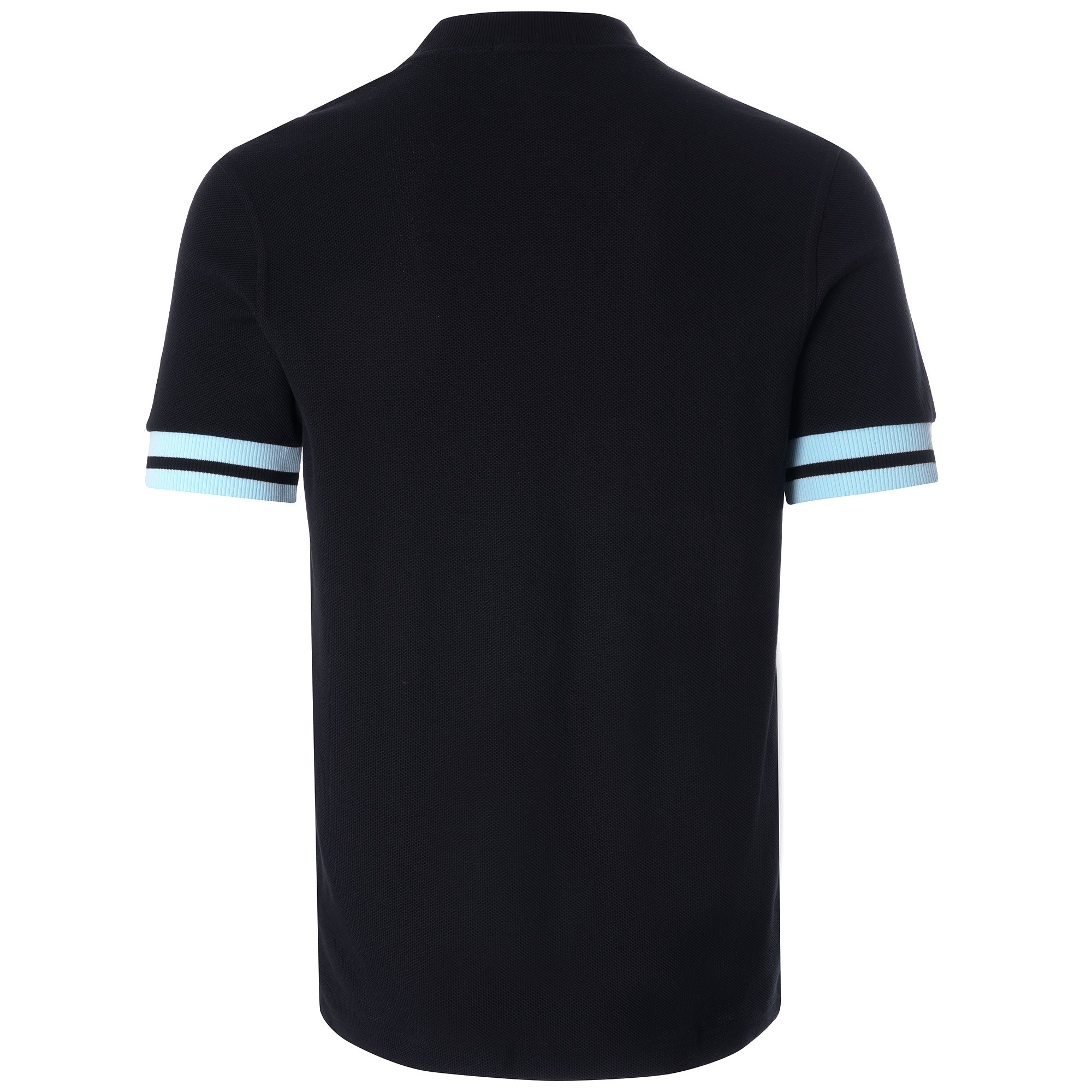 Tipped Cuff Zip Neck Polo Shirt - Black