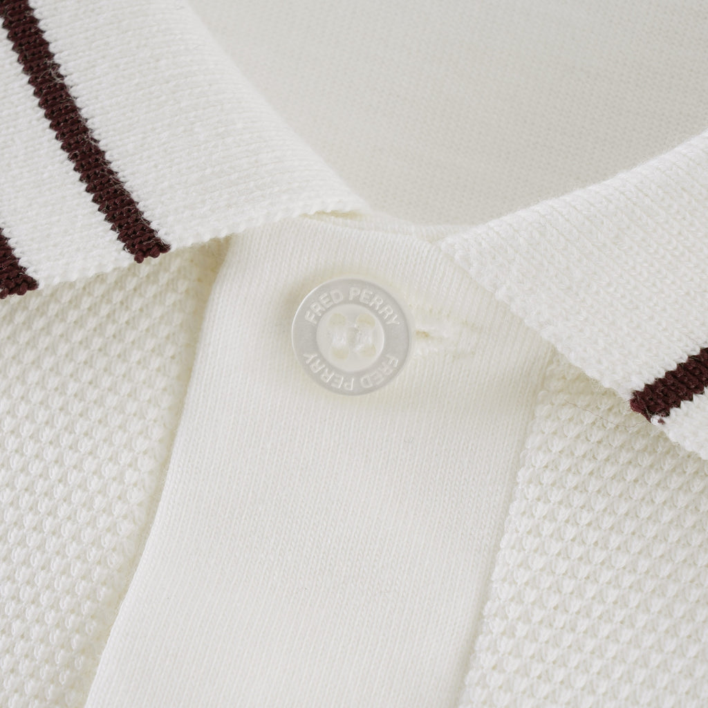 Textured Panel Polo Shirt - Snow White
