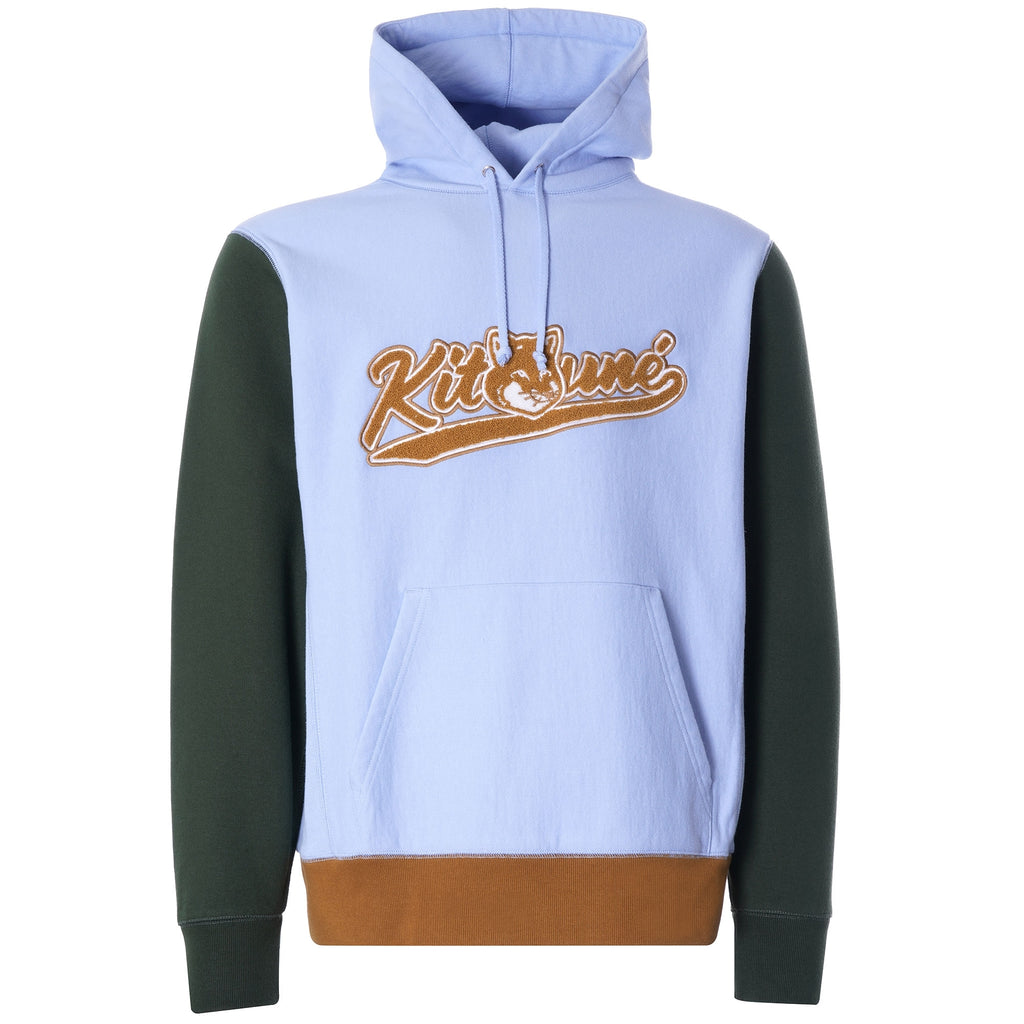 Varsity Fox Colourblock Regular Hoodie - Light Blue