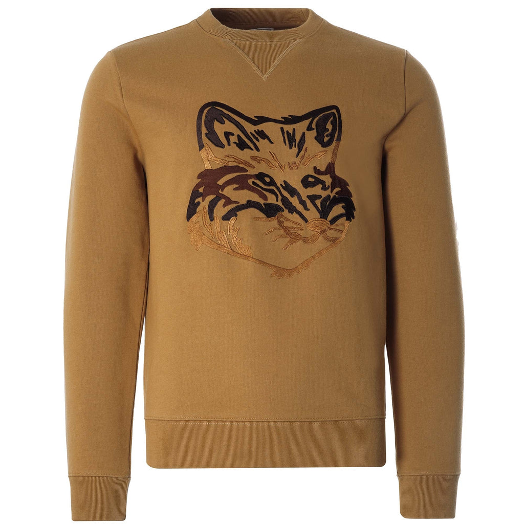 Big Fox Embroidery Regular Sweatshirt - Camel