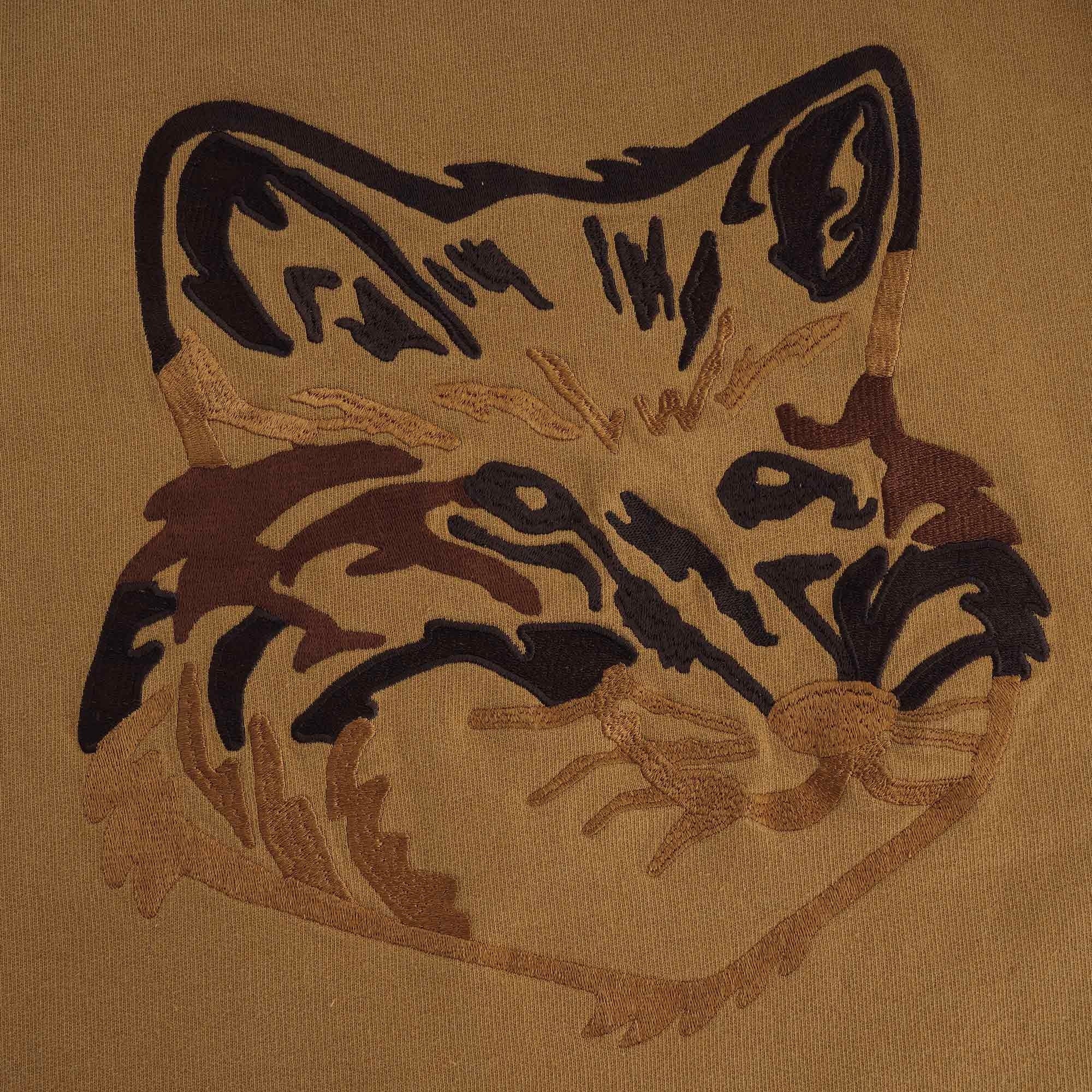 Big Fox Embroidery Regular Sweatshirt - Camel