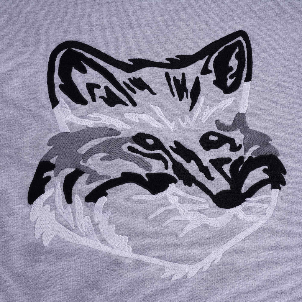 Big Fox Embroidery Regular Sweatshirt - Grey Melange