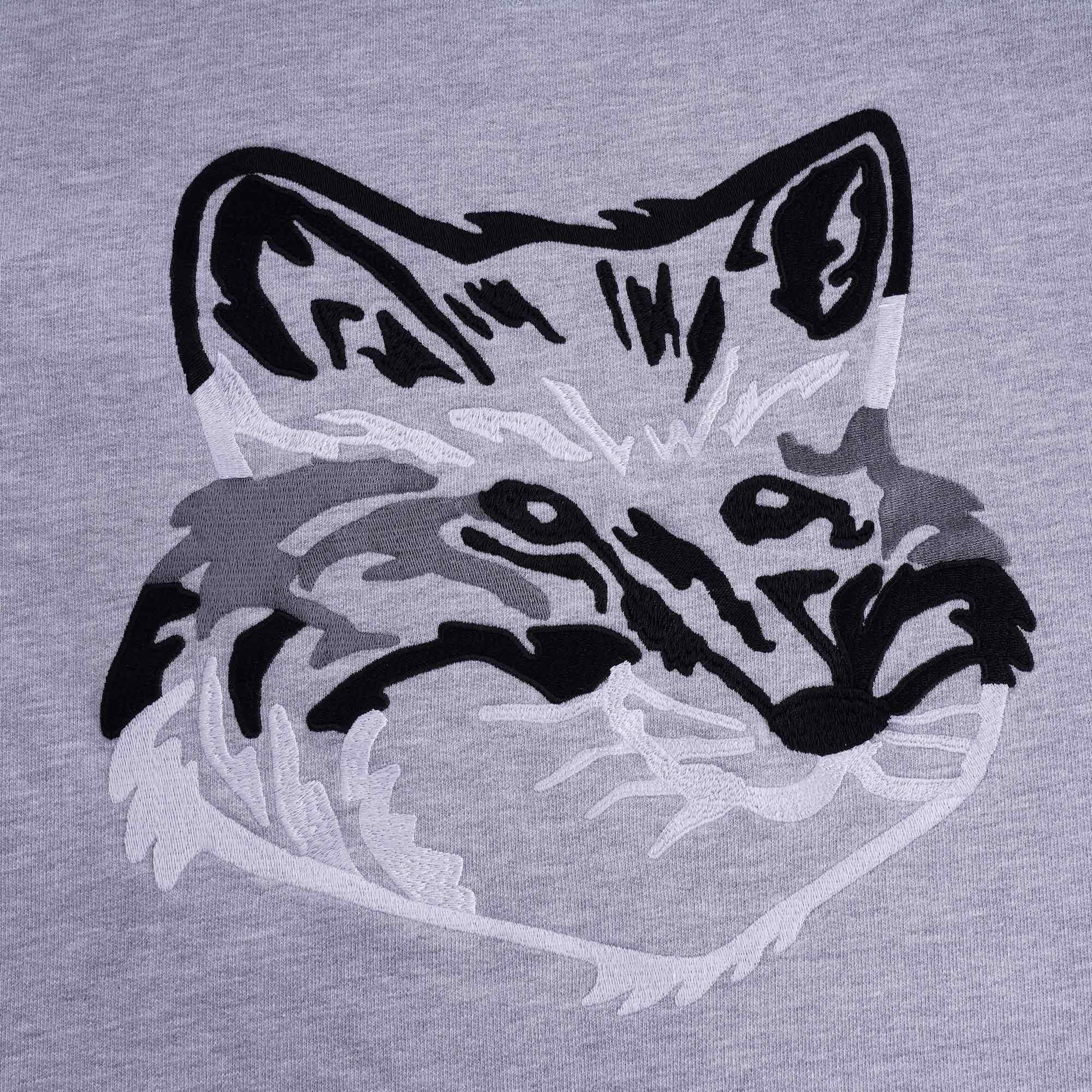 Big Fox Embroidery Regular Sweatshirt - Grey Melange