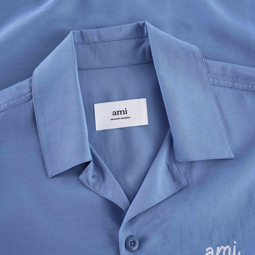 Ami Embroidery Short Sleeve Shirt - Sky Blue