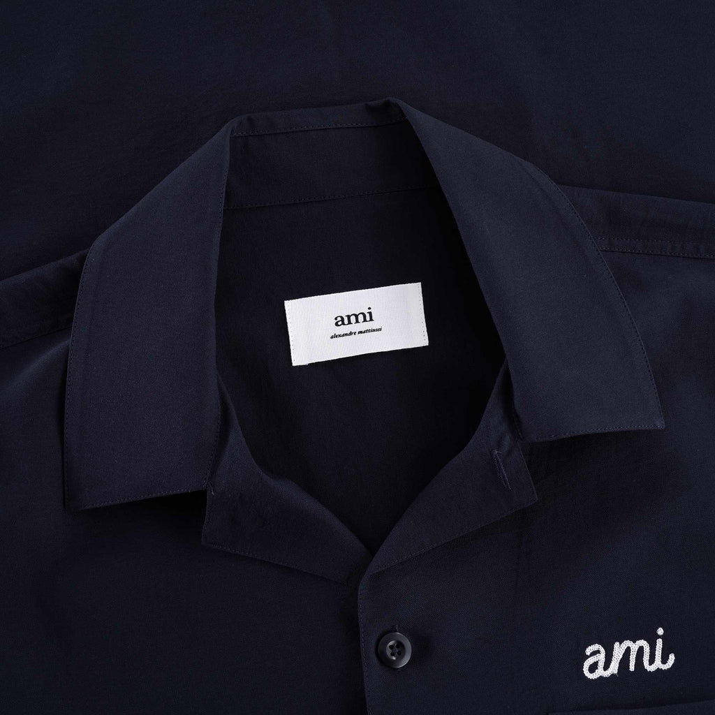 Ami Embroidery Short Sleeve Shirt - Navy