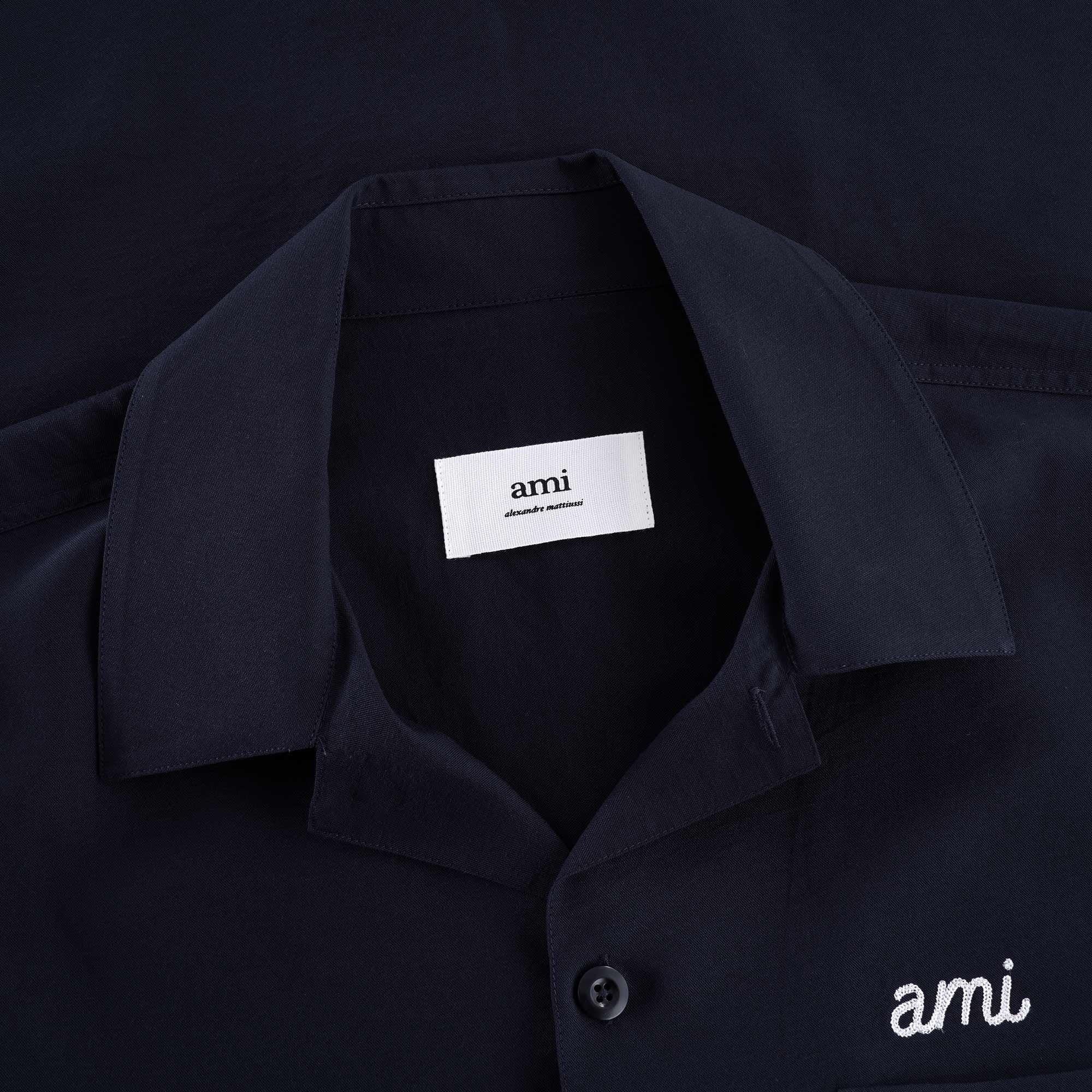 Ami Embroidery Short Sleeve Shirt - Navy
