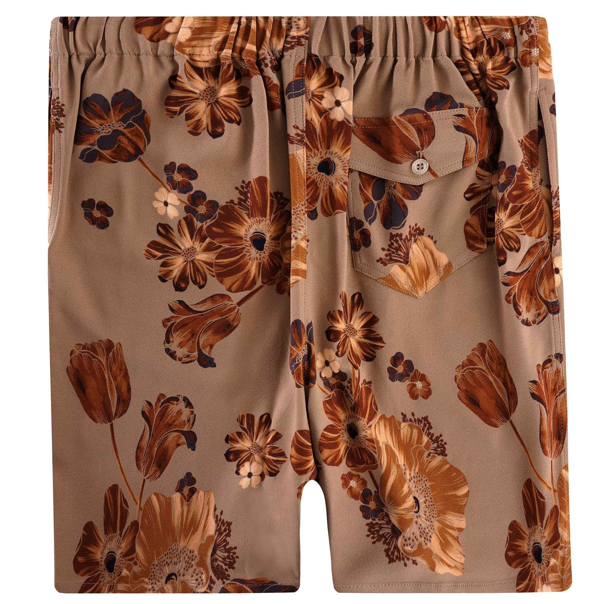 Flower Print Shorts - Beige