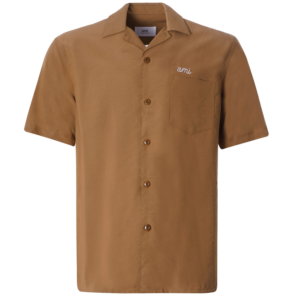 Ami Embroidery Short Sleeve Shirt - Beige