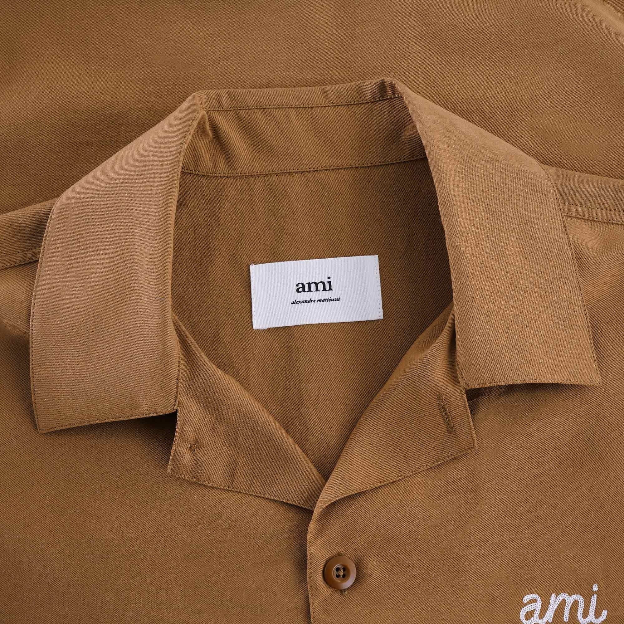 Ami Embroidery Short Sleeve Shirt - Beige