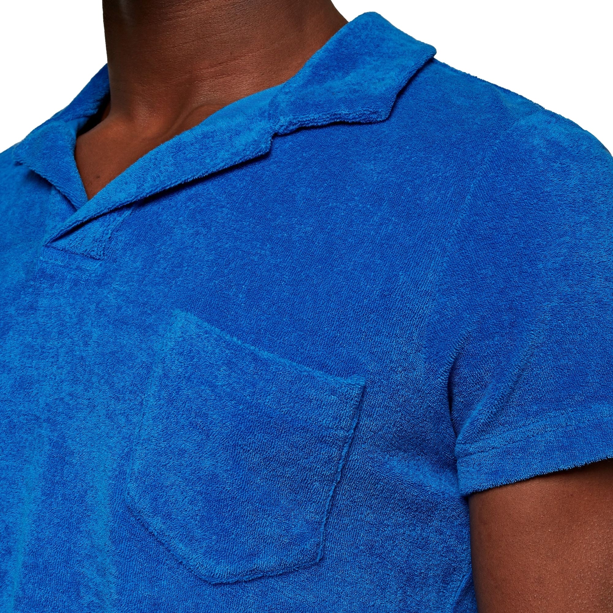 Tailored Fit Terry Towelling Polo Shirt - Sky Diver Blue
