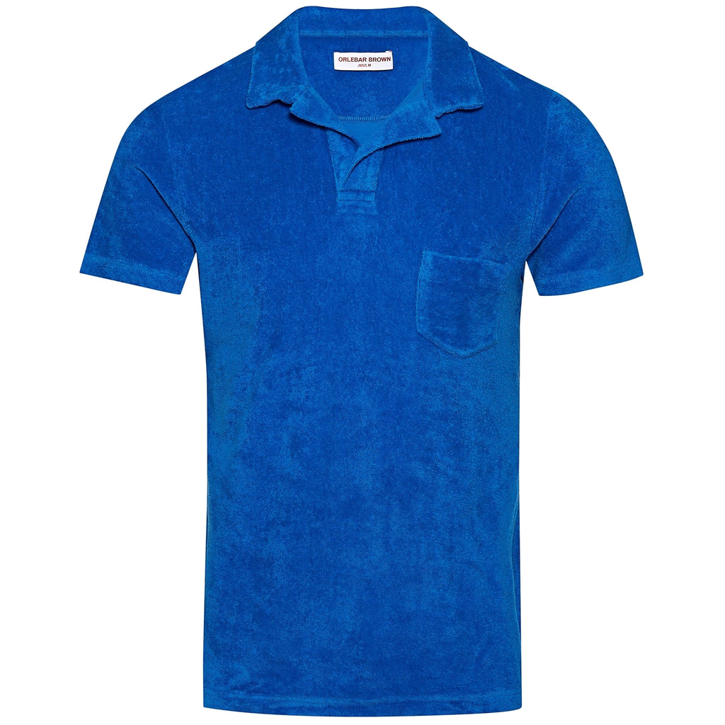 Tailored Fit Terry Towelling Polo Shirt - Sky Diver Blue
