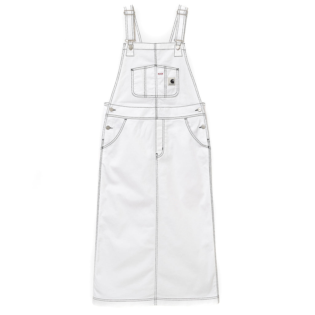 Womens Bib Skirt Long - White Rinsed